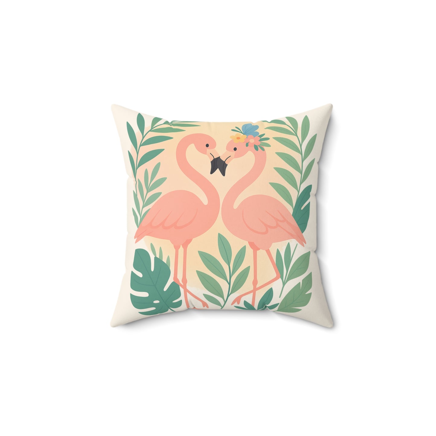 Romantic Flamingo Pillow, Tropical Decor, Love Nest Cushion, Beach House Gift, Summer Home Accent