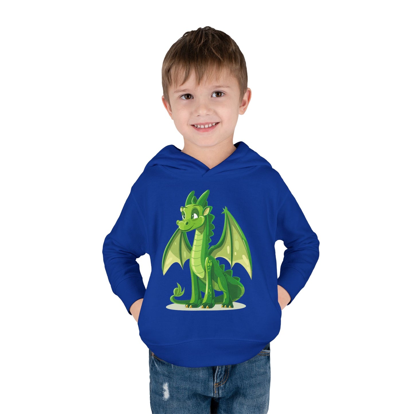 Toddler Pullover Fleece Hoodie - Cute Cartoon Dragon Design Hoodie