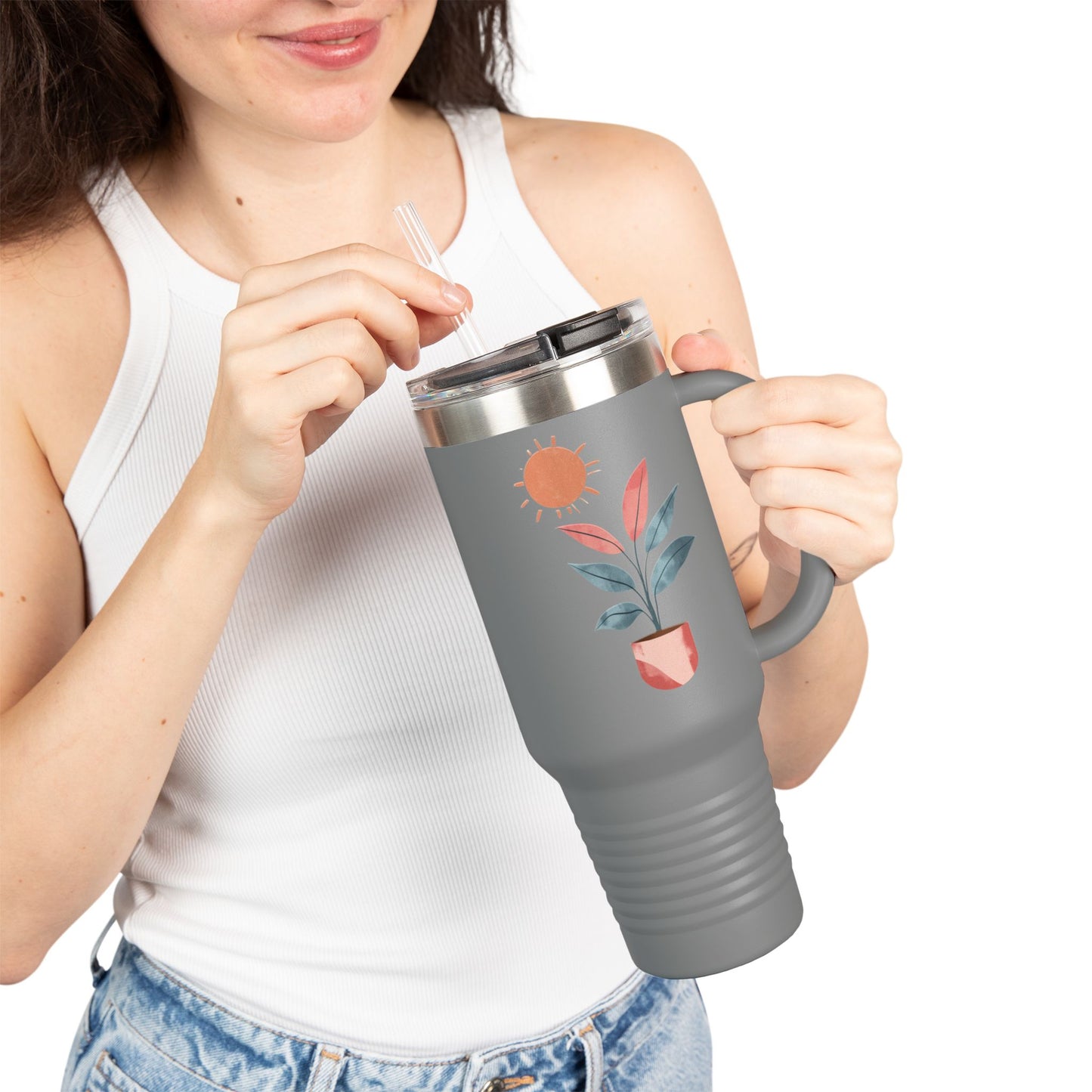 Insulated Travel Mug, 40oz - Peaceful Bloom Insulated Mug