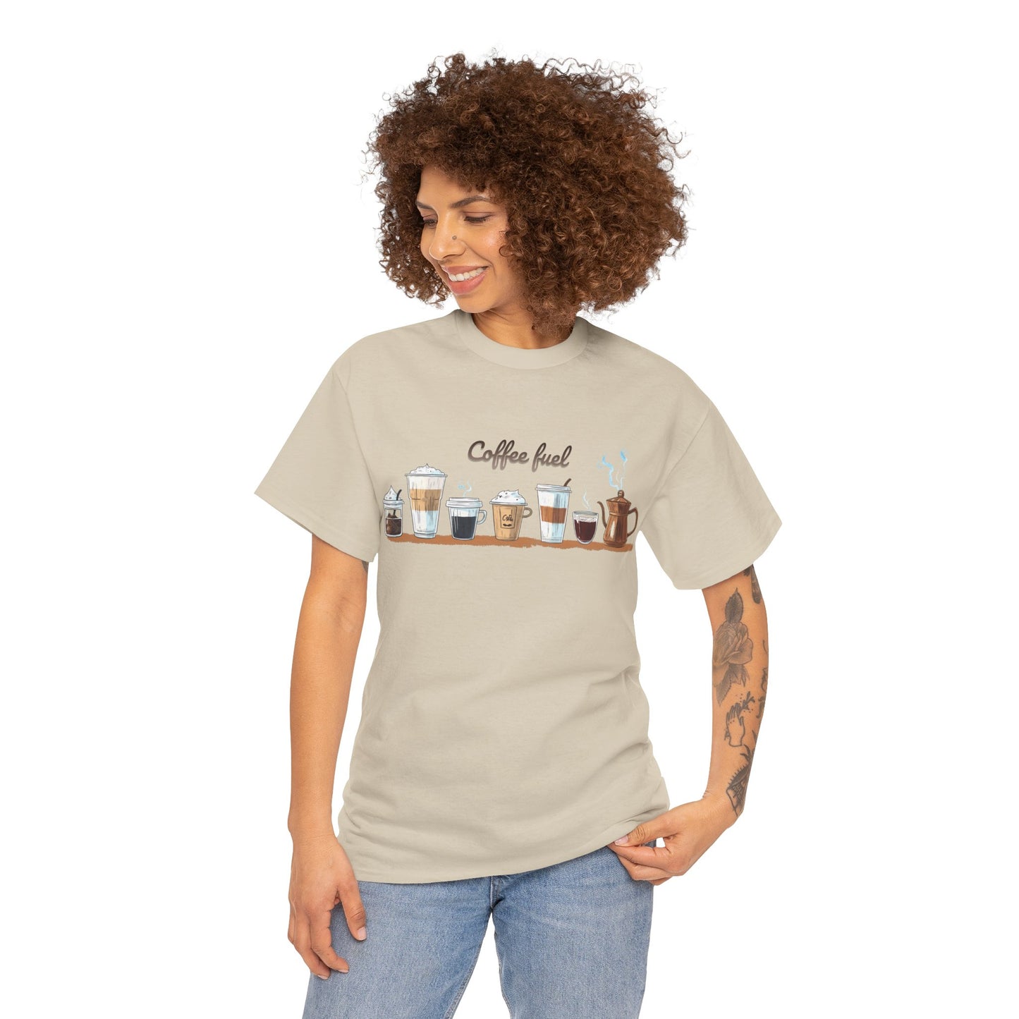 Coffee Cups T-shirt - Unisex Heavy Cotton Tee