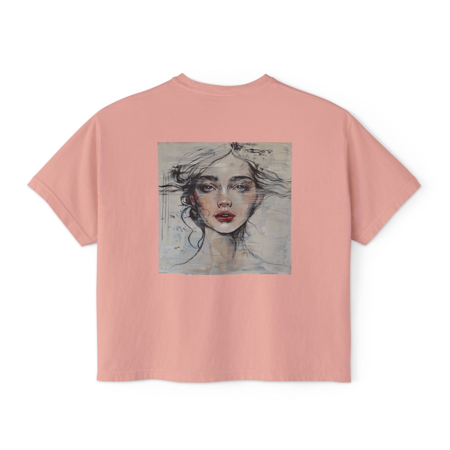 Artistic Women's Boxy Tee - Modern Graphic Top for Casual Style