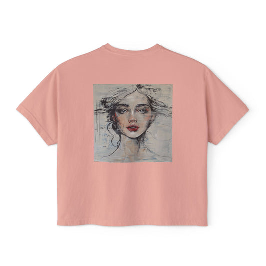 Artistic Women's Boxy Tee - Modern Graphic Top for Casual Style