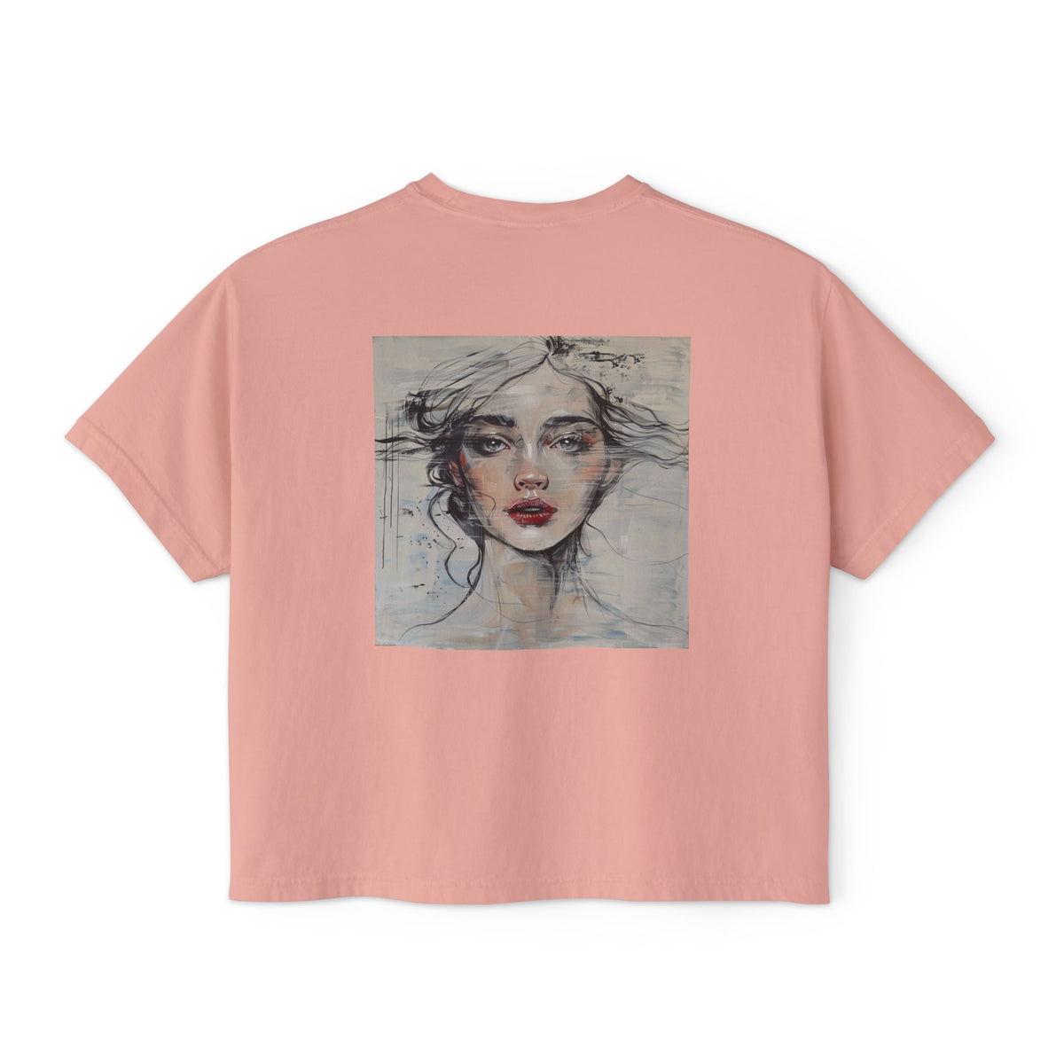Artistic Women's Boxy Tee - Modern Graphic Top for Casual Style
