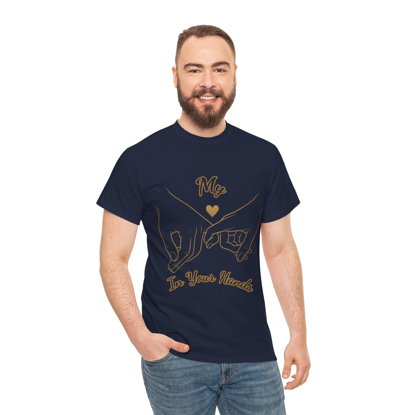 Cute Couples Unisex Heavy Cotton Tee - 'My Heart in Your Hands' design T-shirt