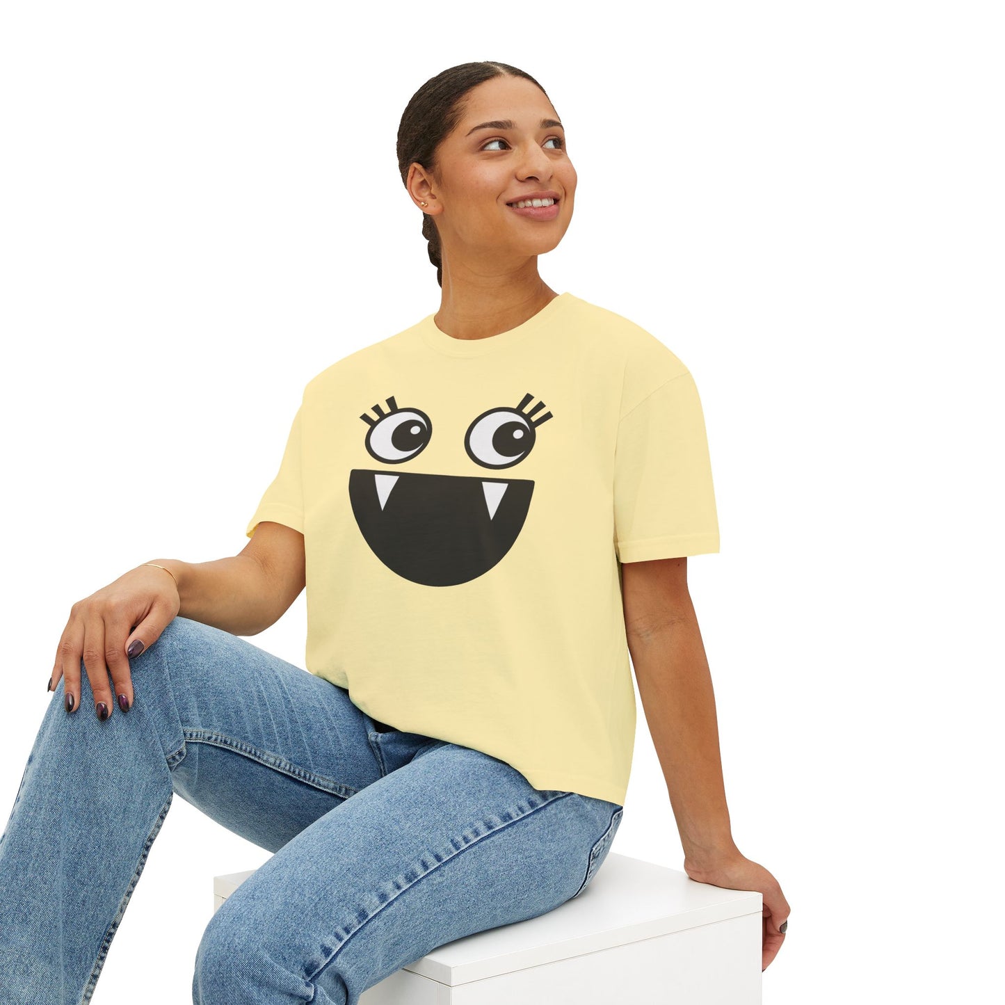 Cute Monster Women's Boxy Tee - Playful Graphic T-Shirt for Fun Style