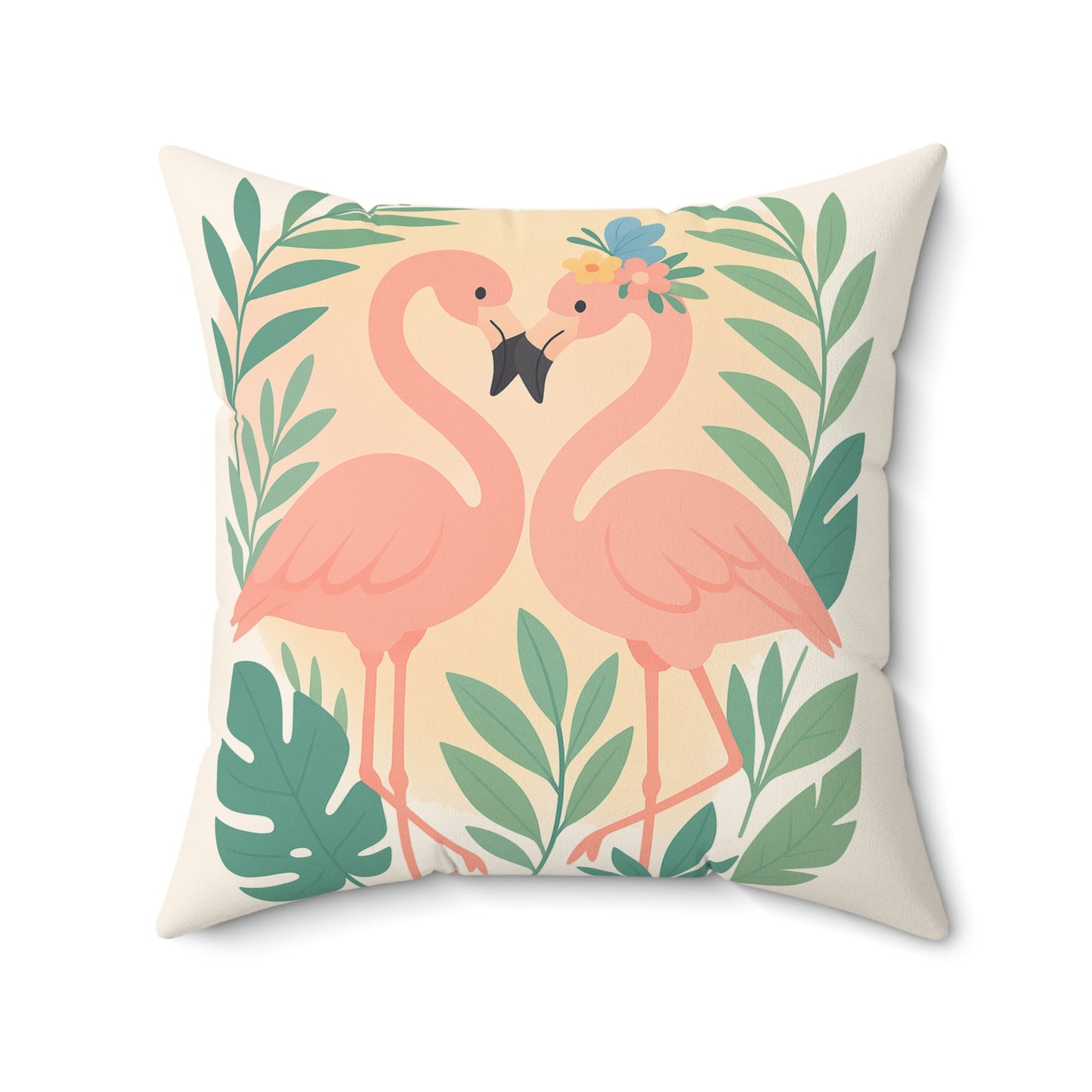 Romantic Flamingo Pillow, Tropical Decor, Love Nest Cushion, Beach House Gift, Summer Home Accent