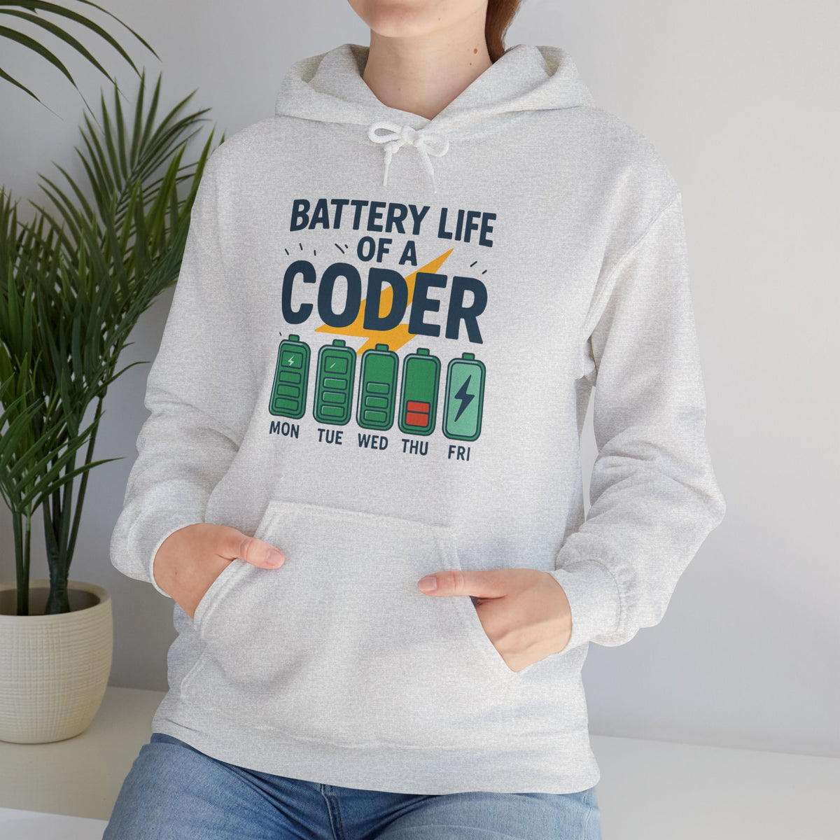 Battery Life of a Coder Hoodie, Programmer Gift, Coding Apparel, Techie Fashion