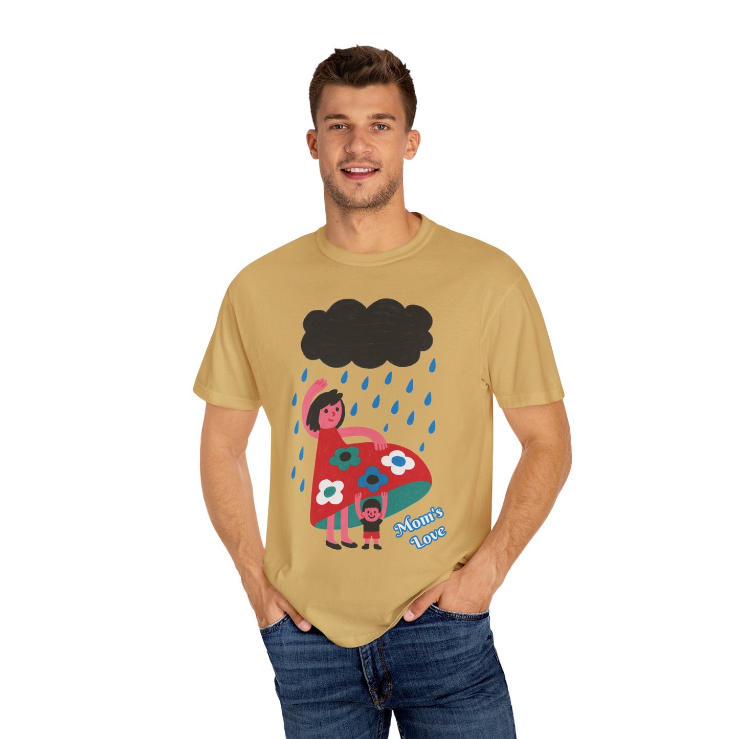 Colorful Rainy Day Unisex T-Shirt - Whimsical Design Featuring Flowers & Clouds - Mother's day Gift - Birthday Gift