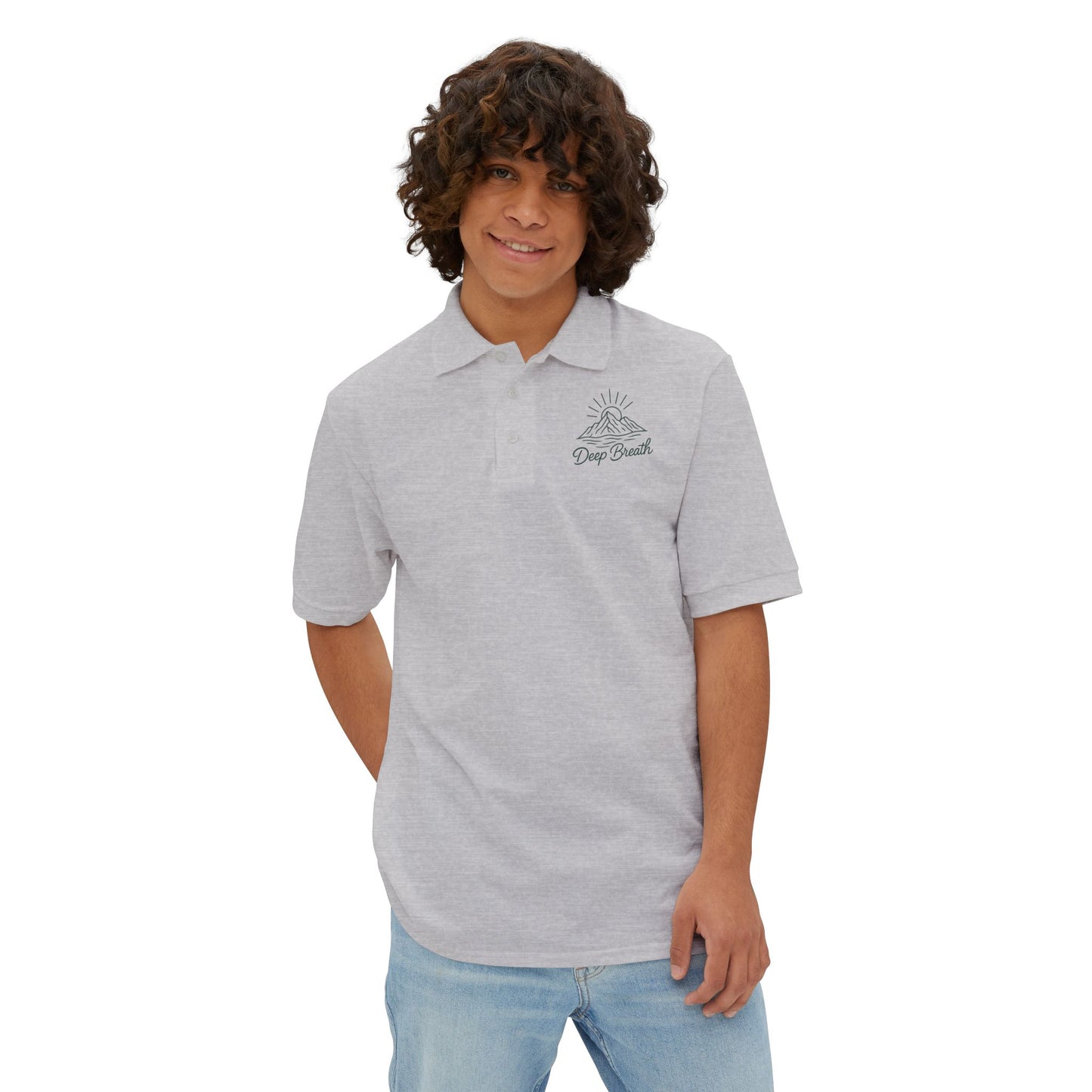Men's Polo - "Deep Breath" Relaxed Style for Casual Elegance