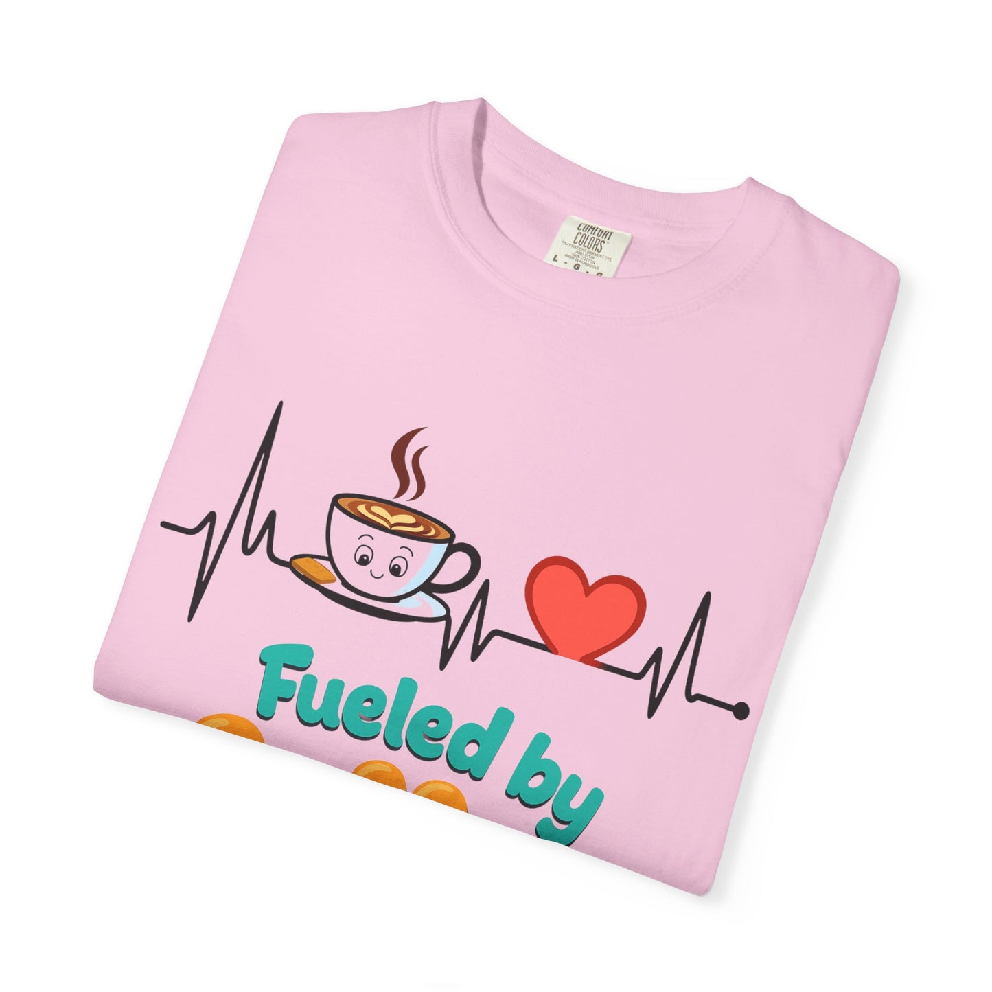 Fueled by Coffee & Love T-Shirt, Cute Coffee Lover Tee, Unisex Graphic Tee, Gift for Coffee Addicts, Casual Everyday Wear