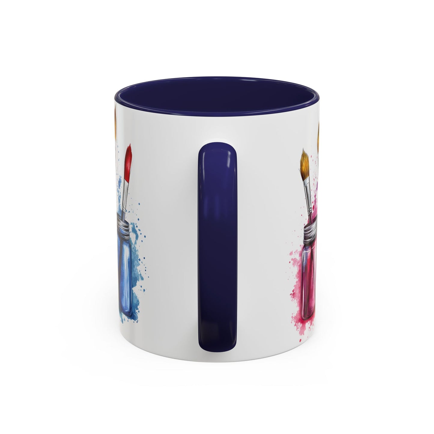 Paint Brushes Design Tea Cup - Accent Watercolor Coffee Mug, (11, 15oz)