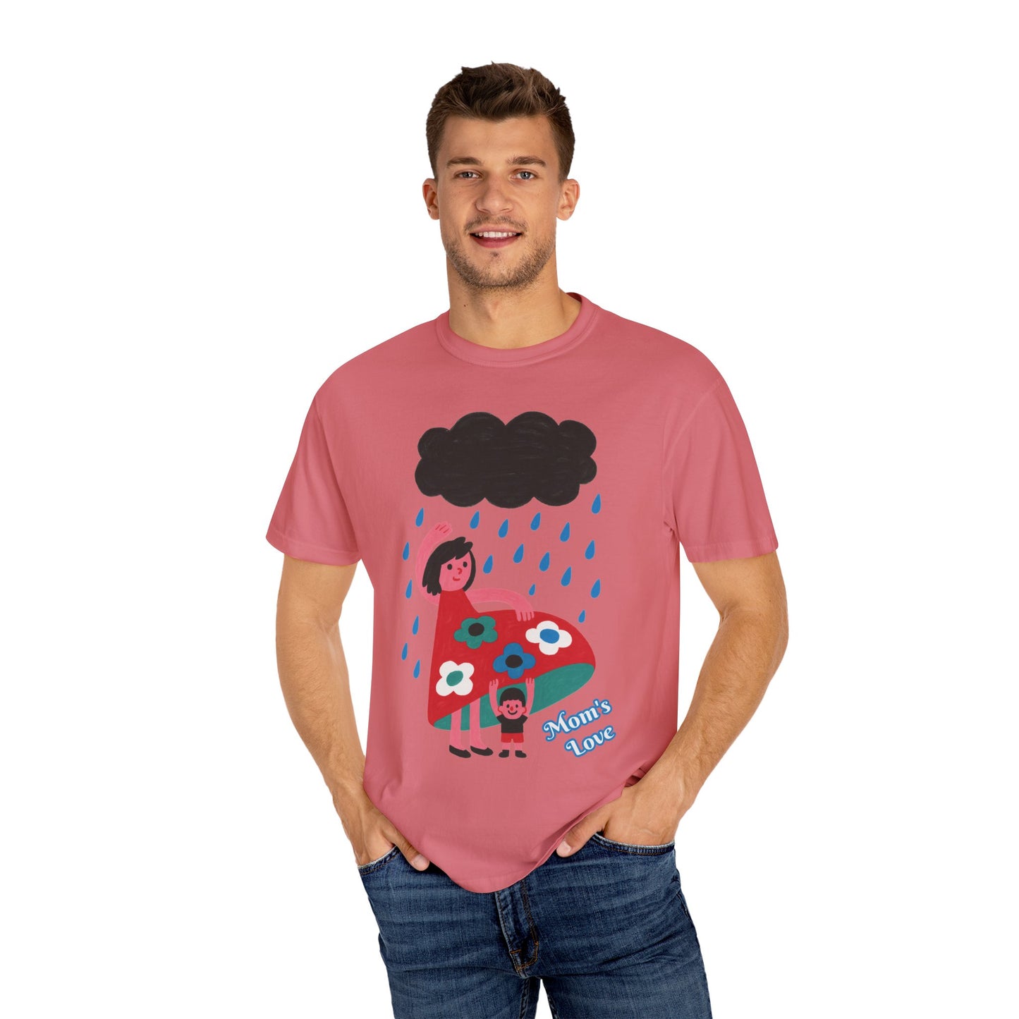 Colorful Rainy Day Unisex T-Shirt - Whimsical Design Featuring Flowers & Clouds - Mother's day Gift - Birthday Gift