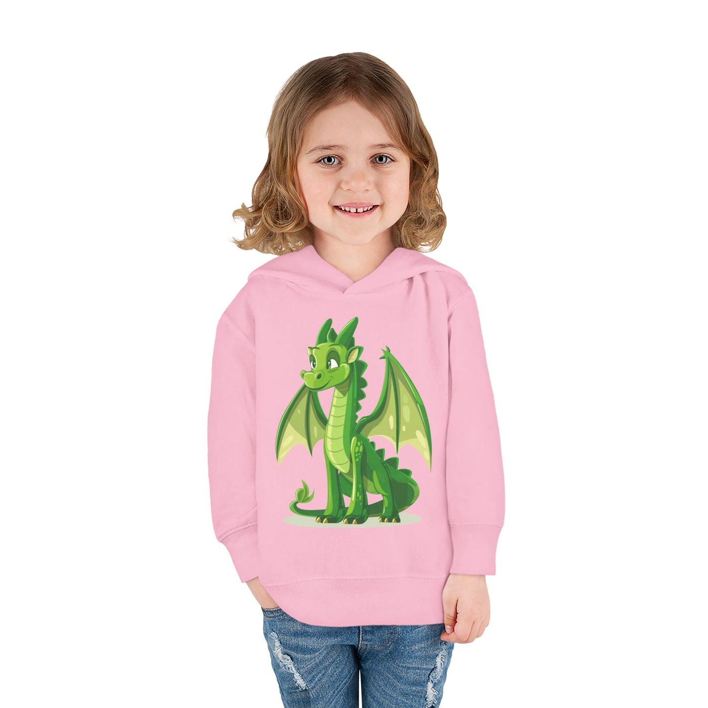 Toddler Pullover Fleece Hoodie - Cute Cartoon Dragon Design Hoodie