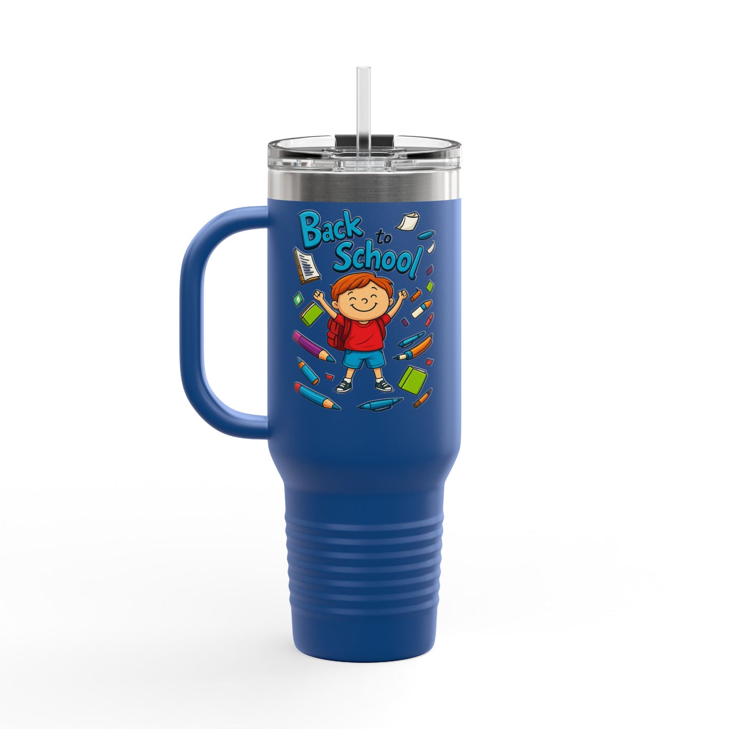 Back to School Insulated Travel Mug, 40oz - Colorful Design for Kids