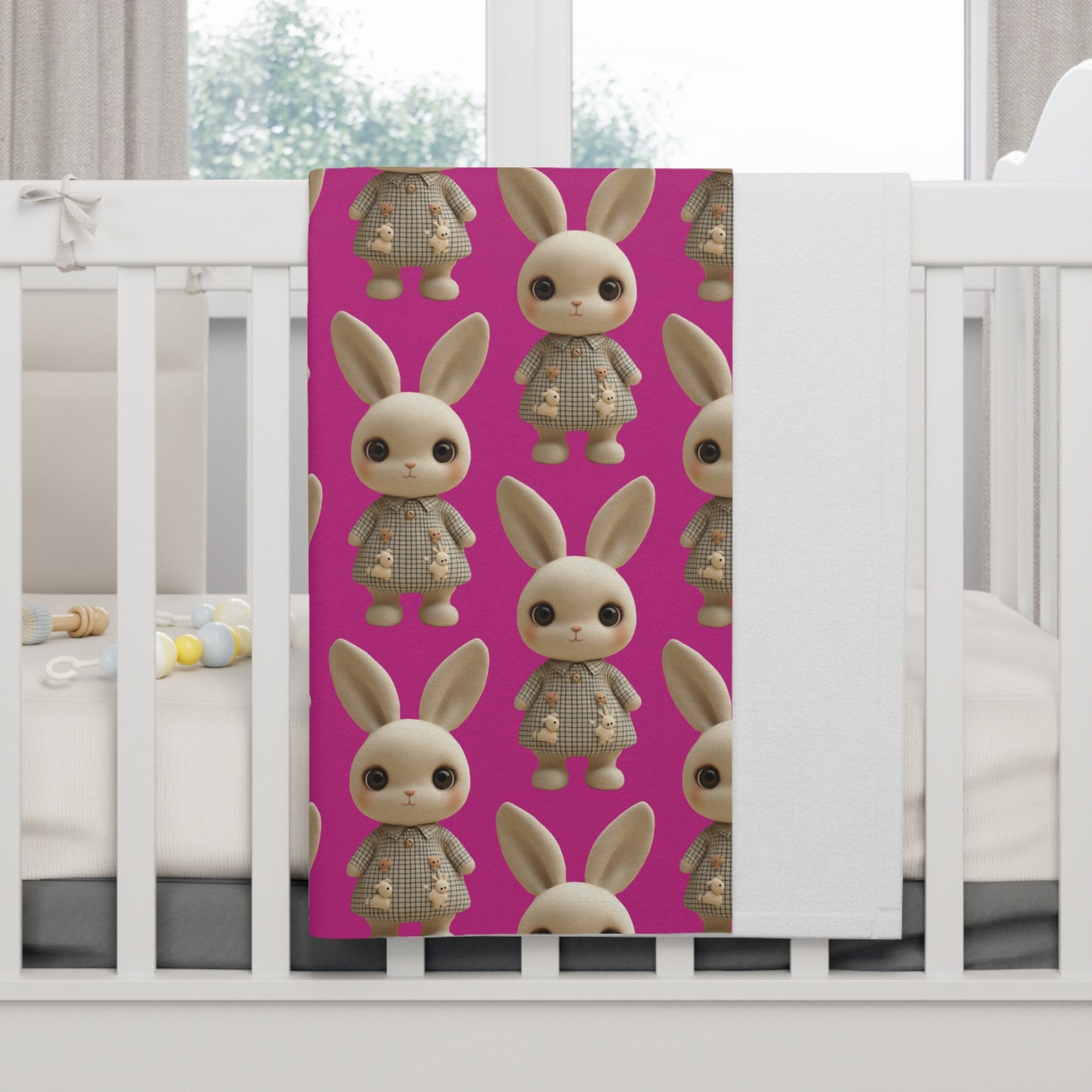 Soft Pink Fleece Baby Blanket - Rabbit Baby Blanket