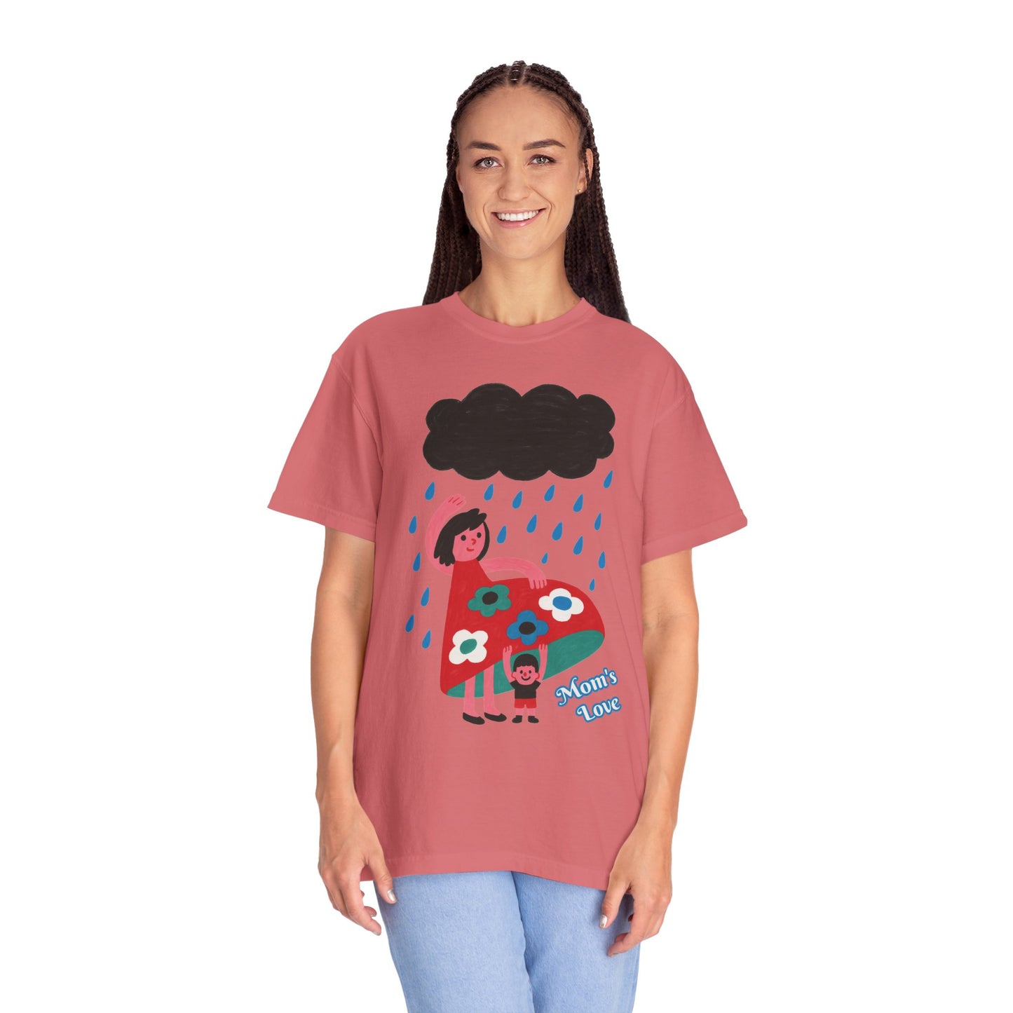 Colorful Rainy Day Unisex T-Shirt - Whimsical Design Featuring Flowers & Clouds - Mother's day Gift - Birthday Gift