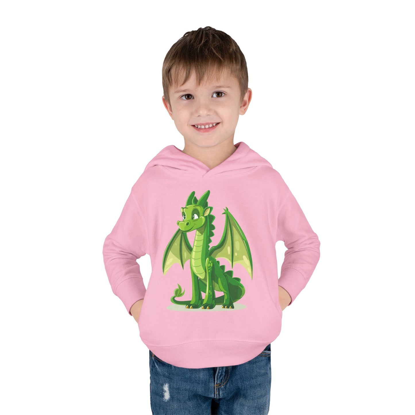 Toddler Pullover Fleece Hoodie - Cute Cartoon Dragon Design Hoodie