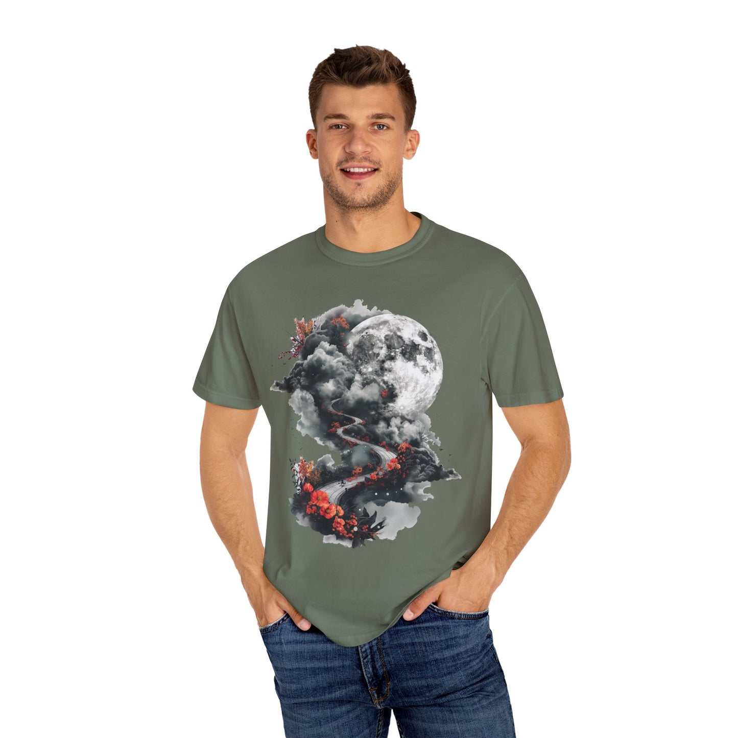 Artistic Moonlit T-Shirt - Soft Unisex Tee, Gift for Nature Lovers, Casual Wear, Boho Style, Handmade Gift