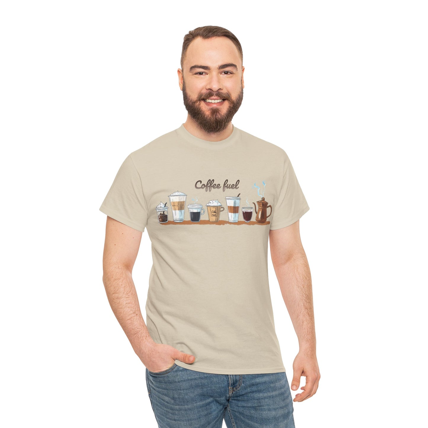 Coffee Cups T-shirt - Unisex Heavy Cotton Tee
