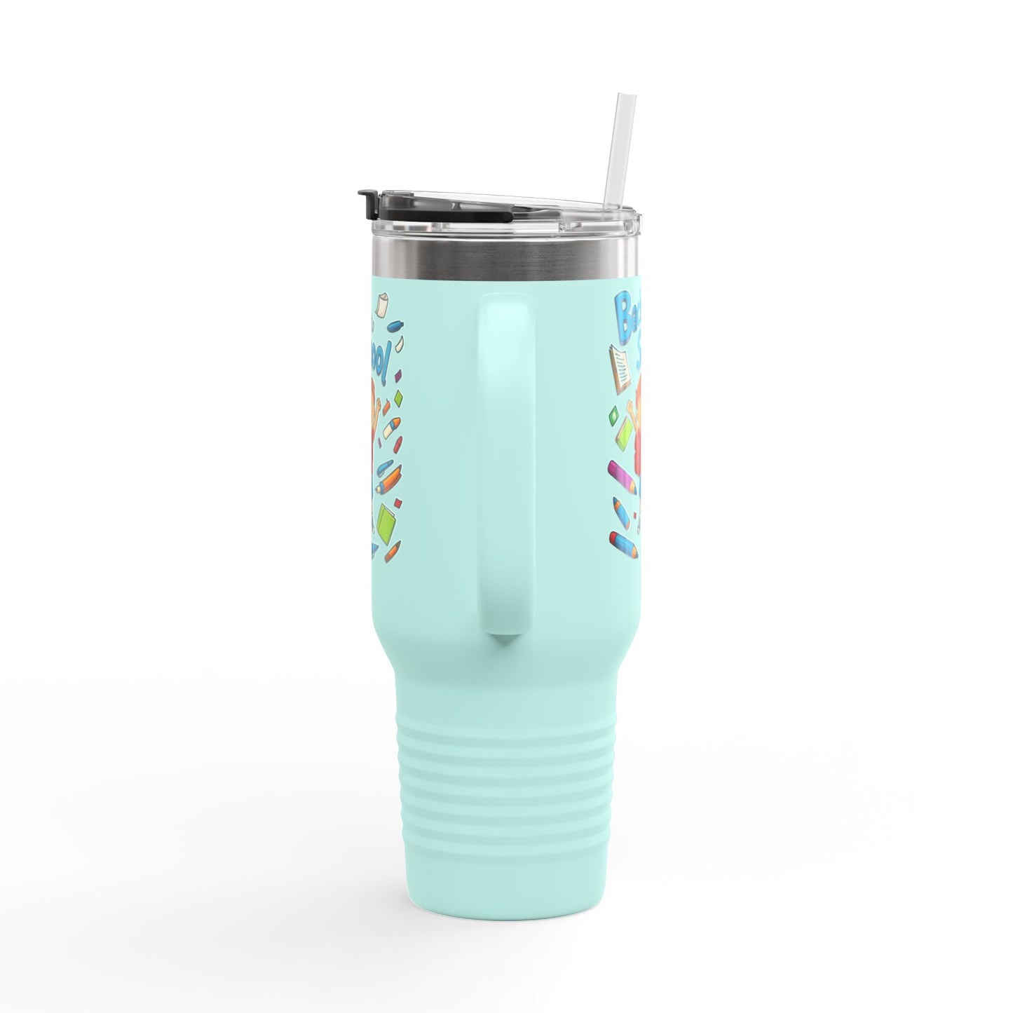 Back to School Insulated Travel Mug, 40oz - Colorful Design for Kids