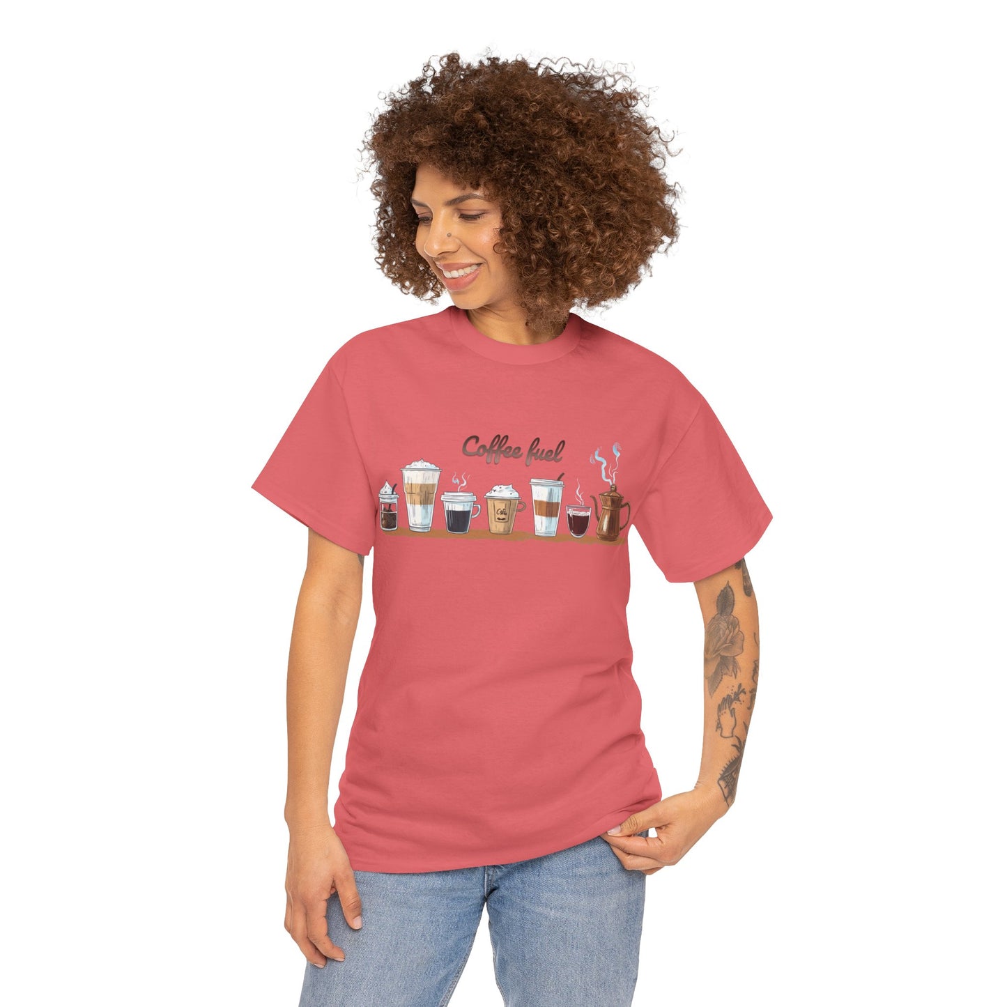 Coffee Cups T-shirt - Unisex Heavy Cotton Tee