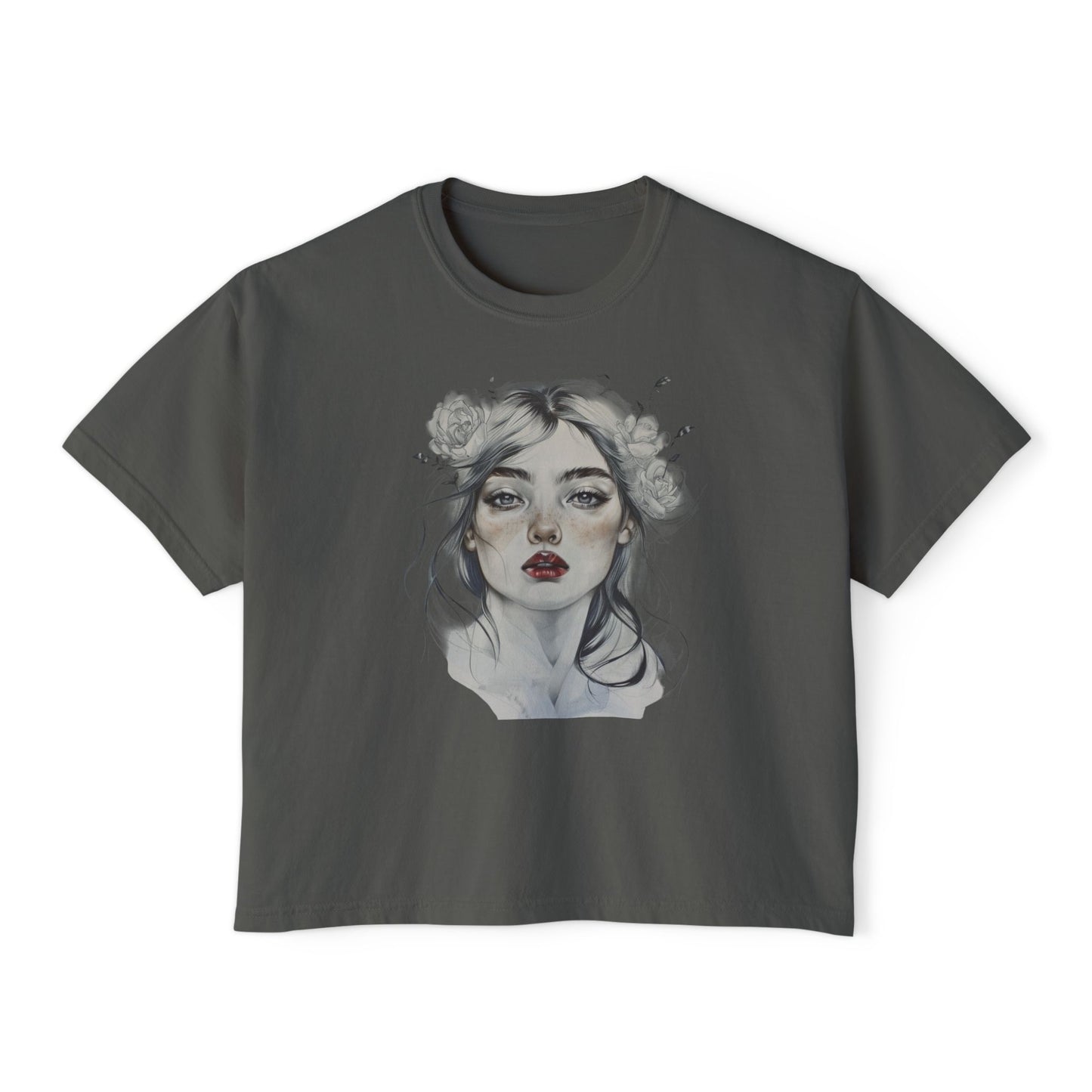 Boho Floral Women's Boxy Tee - Artistic Graphic T-Shirt for Everyday Style