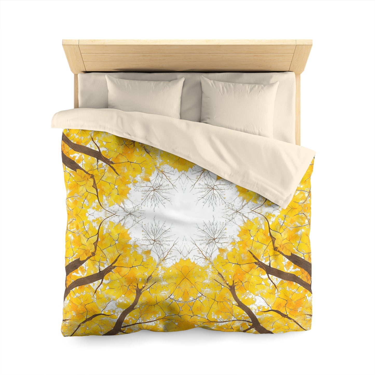 Microfiber Duvet Cover with Yellow Maple Leaves design