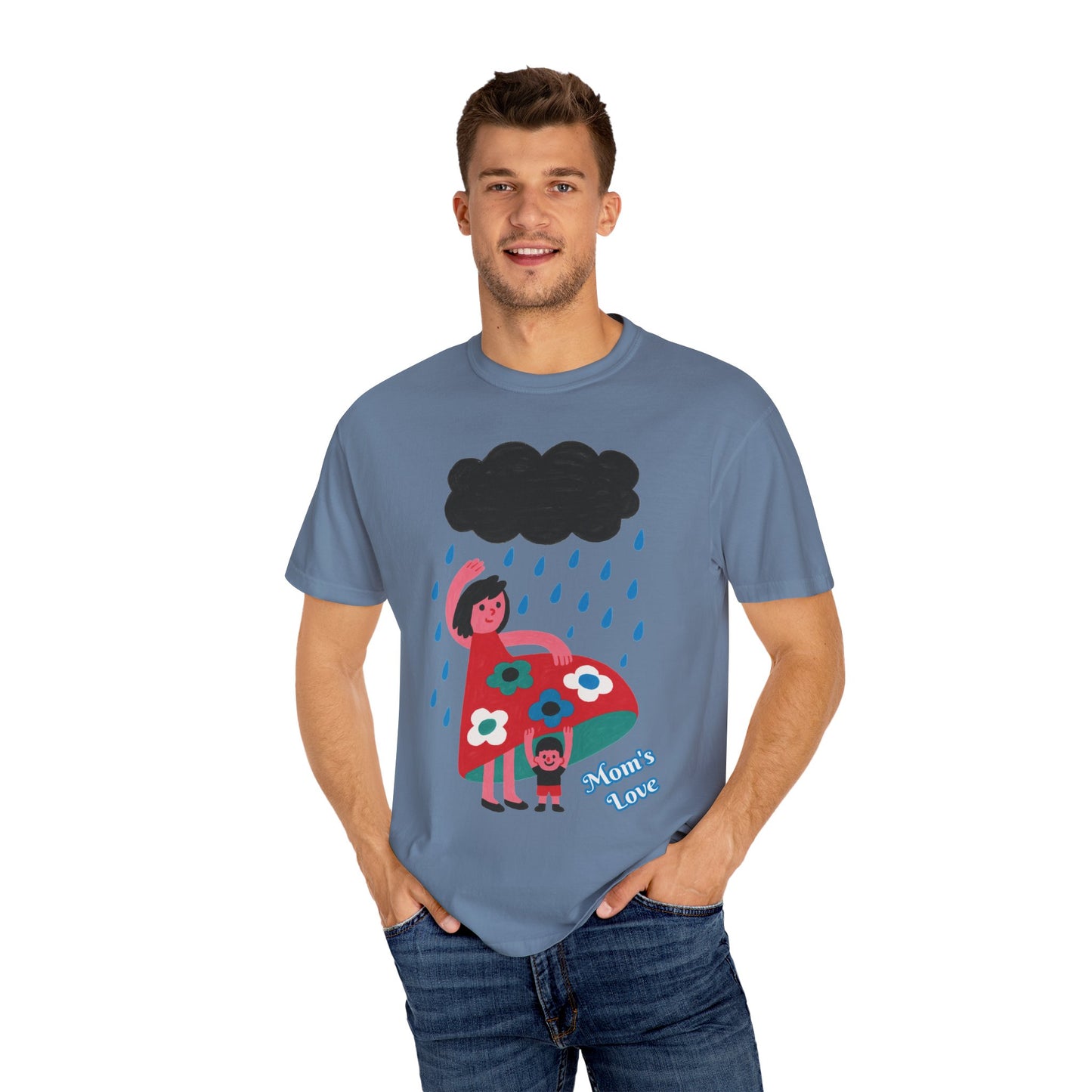 Colorful Rainy Day Unisex T-Shirt - Whimsical Design Featuring Flowers & Clouds - Mother's day Gift - Birthday Gift