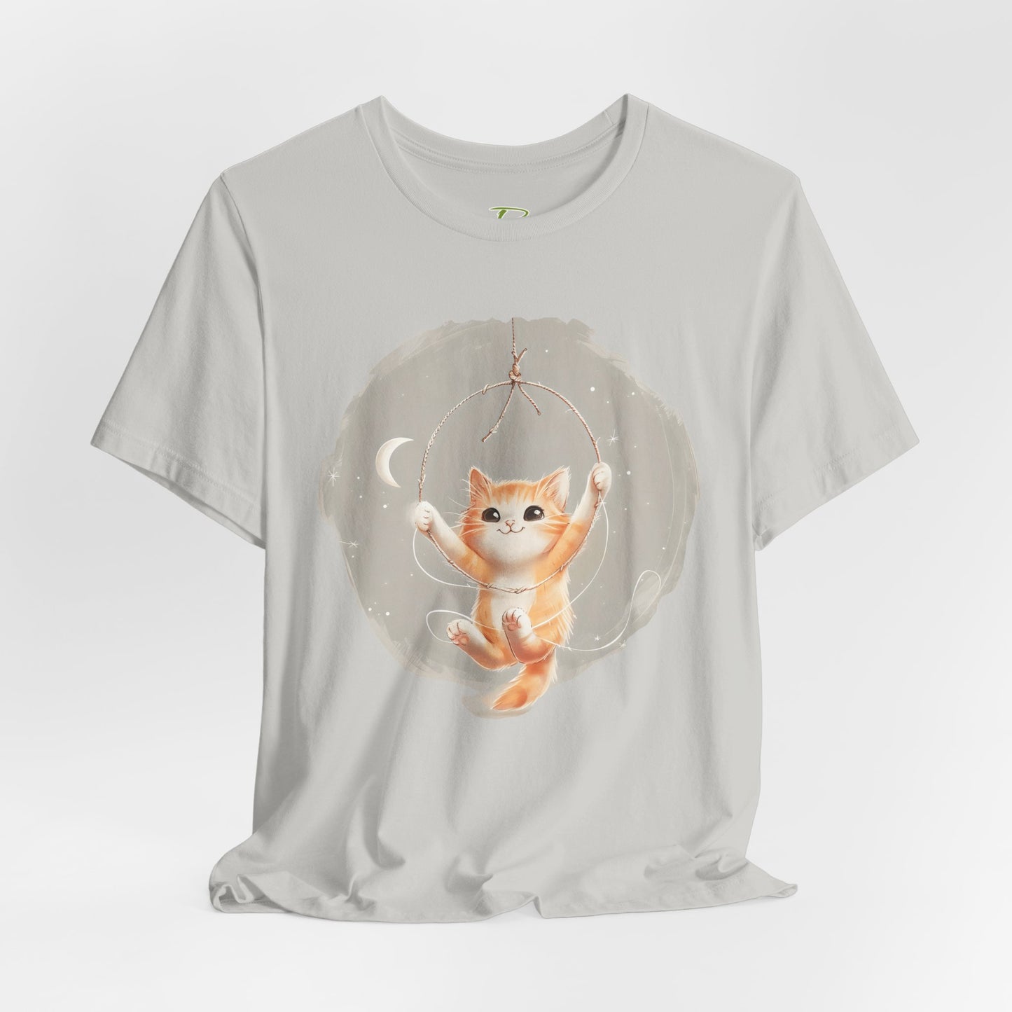 Cute Smiling Cat Cartoon T-shirt - Lightweight Fabric Tee