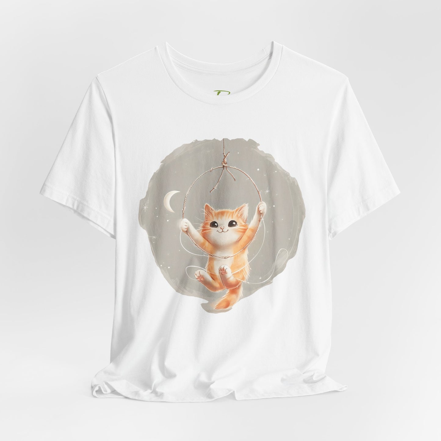 Cute Smiling Cat Cartoon T-shirt - Lightweight Fabric Tee