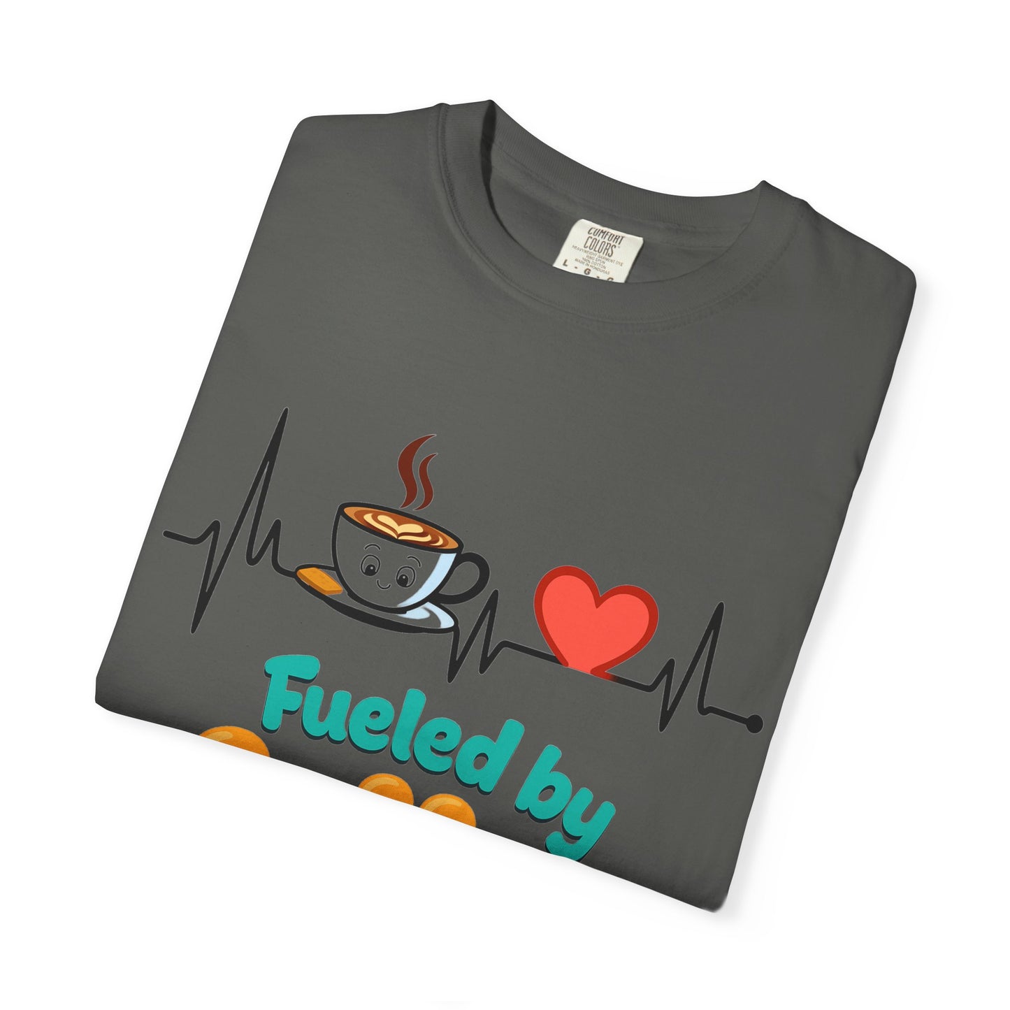 Fueled by Coffee & Love T-Shirt, Cute Coffee Lover Tee, Unisex Graphic Tee, Gift for Coffee Addicts, Casual Everyday Wear