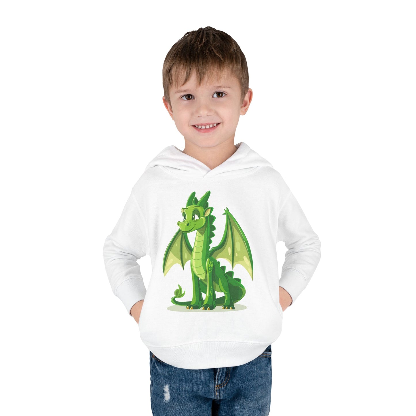 Toddler Pullover Fleece Hoodie - Cute Cartoon Dragon Design Hoodie