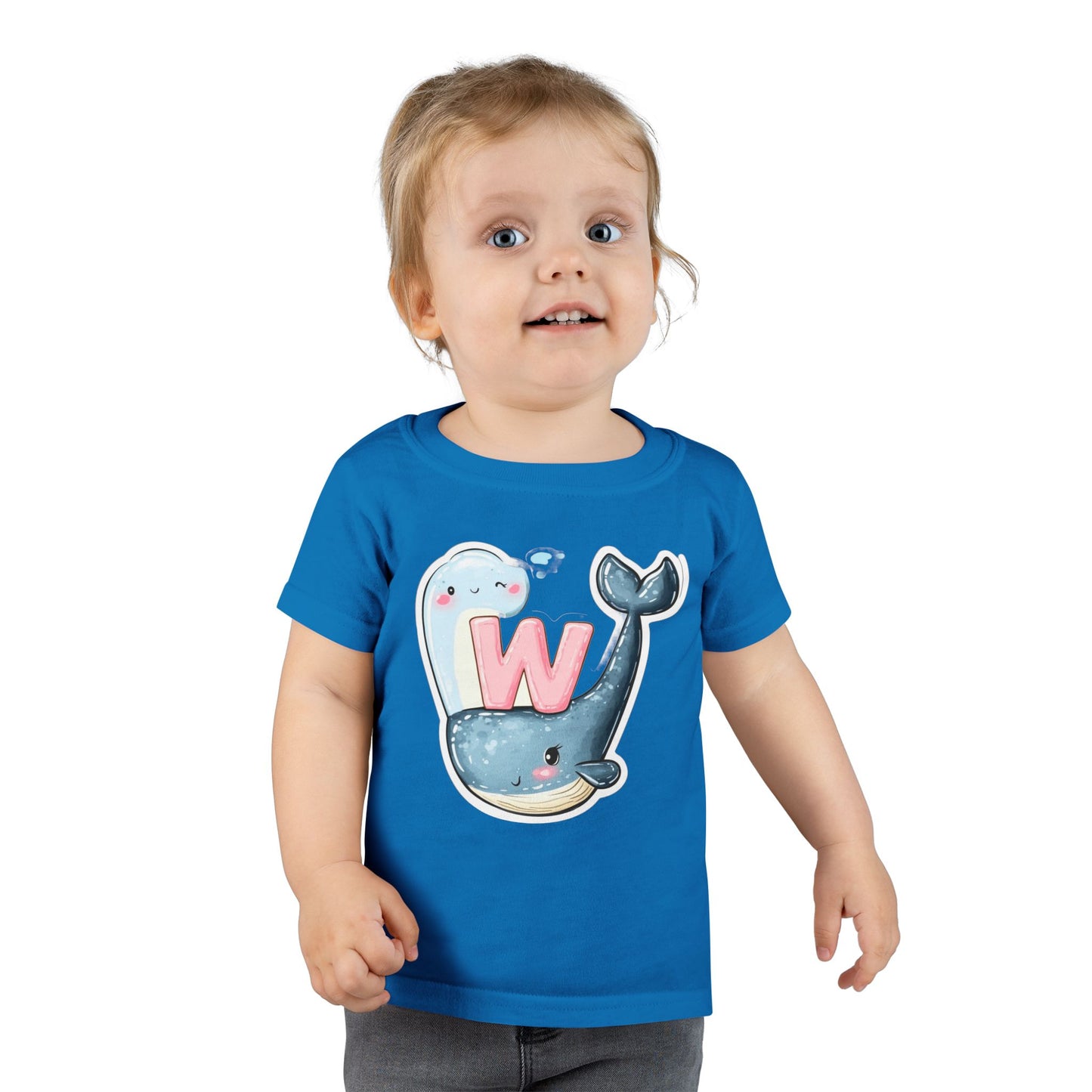 Cute Whale & Ghost Letter W Toddler T-Shirt – Fun Kids Apparel for Learning & Play
