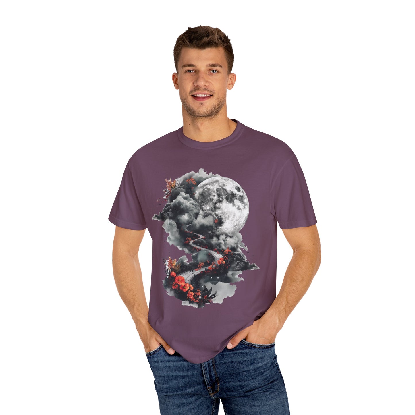 Artistic Moonlit T-Shirt - Soft Unisex Tee, Gift for Nature Lovers, Casual Wear, Boho Style, Handmade Gift
