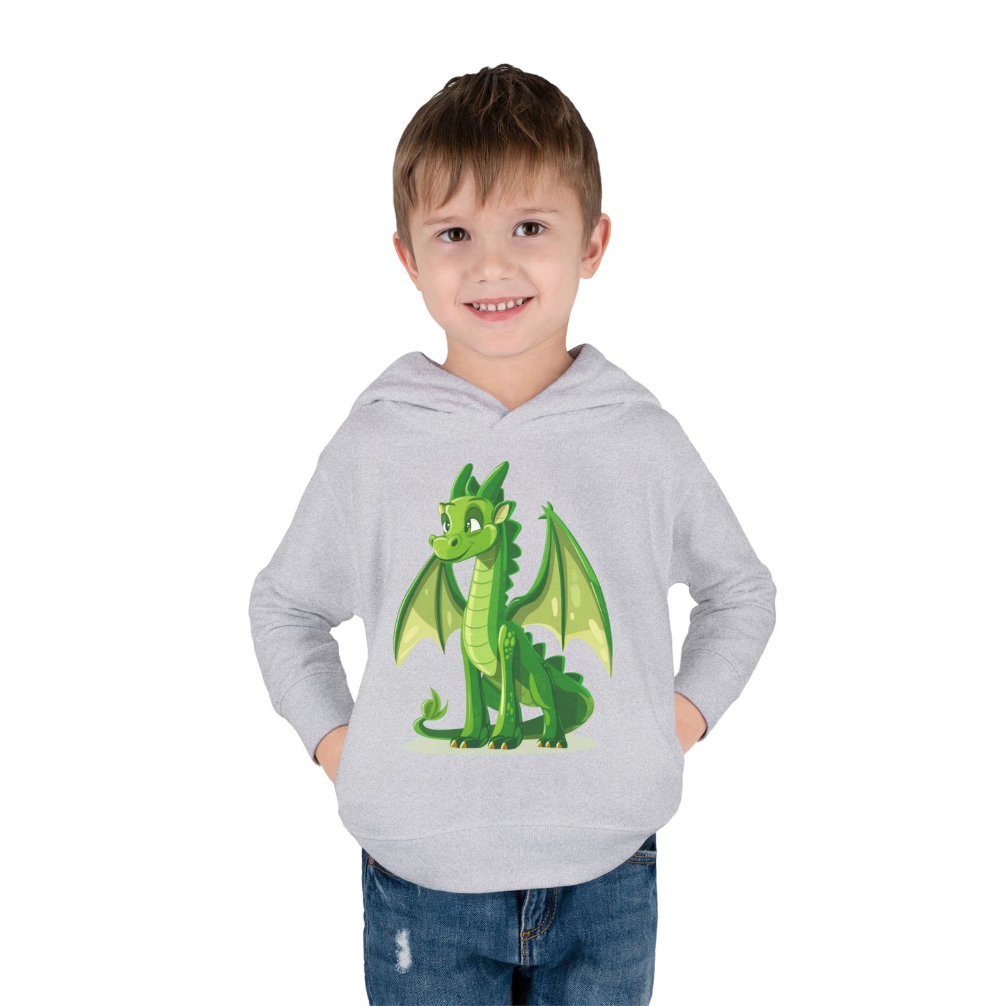 Toddler Pullover Fleece Hoodie - Cute Cartoon Dragon Design Hoodie