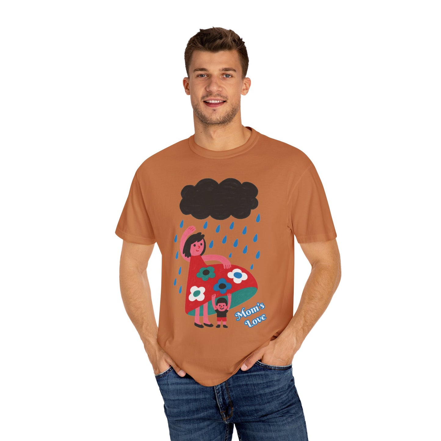 Colorful Rainy Day Unisex T-Shirt - Whimsical Design Featuring Flowers & Clouds - Mother's day Gift - Birthday Gift
