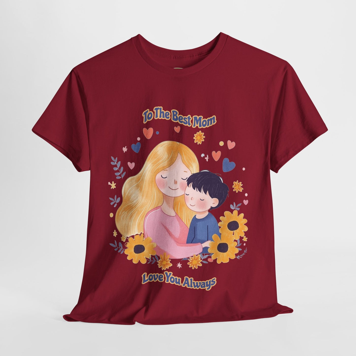 Mother & Child Love Heavy Cotton Tee - Floral Design T-Shirt - Mother's day Gift - Birthday Gift for Mom