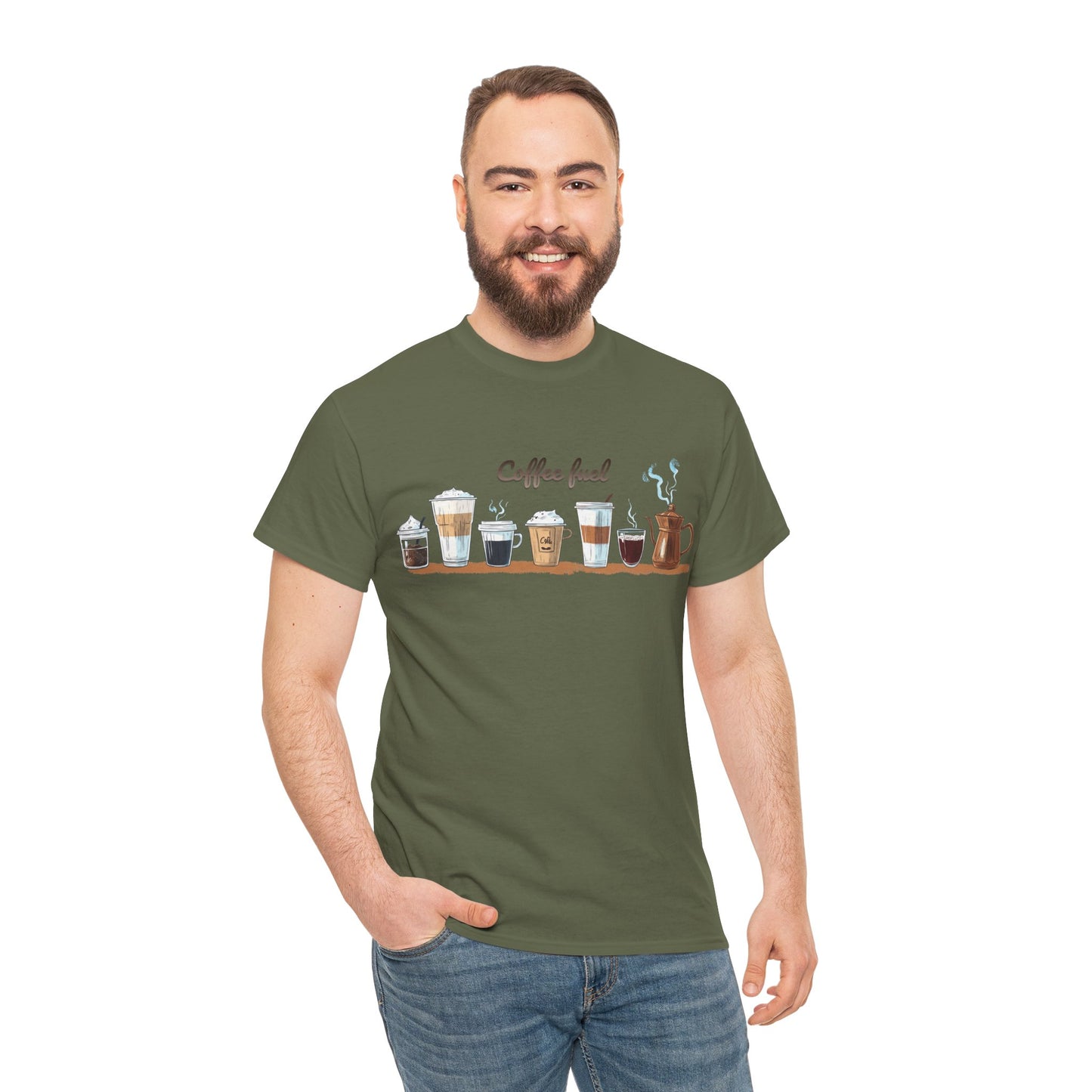 Coffee Cups T-shirt - Unisex Heavy Cotton Tee