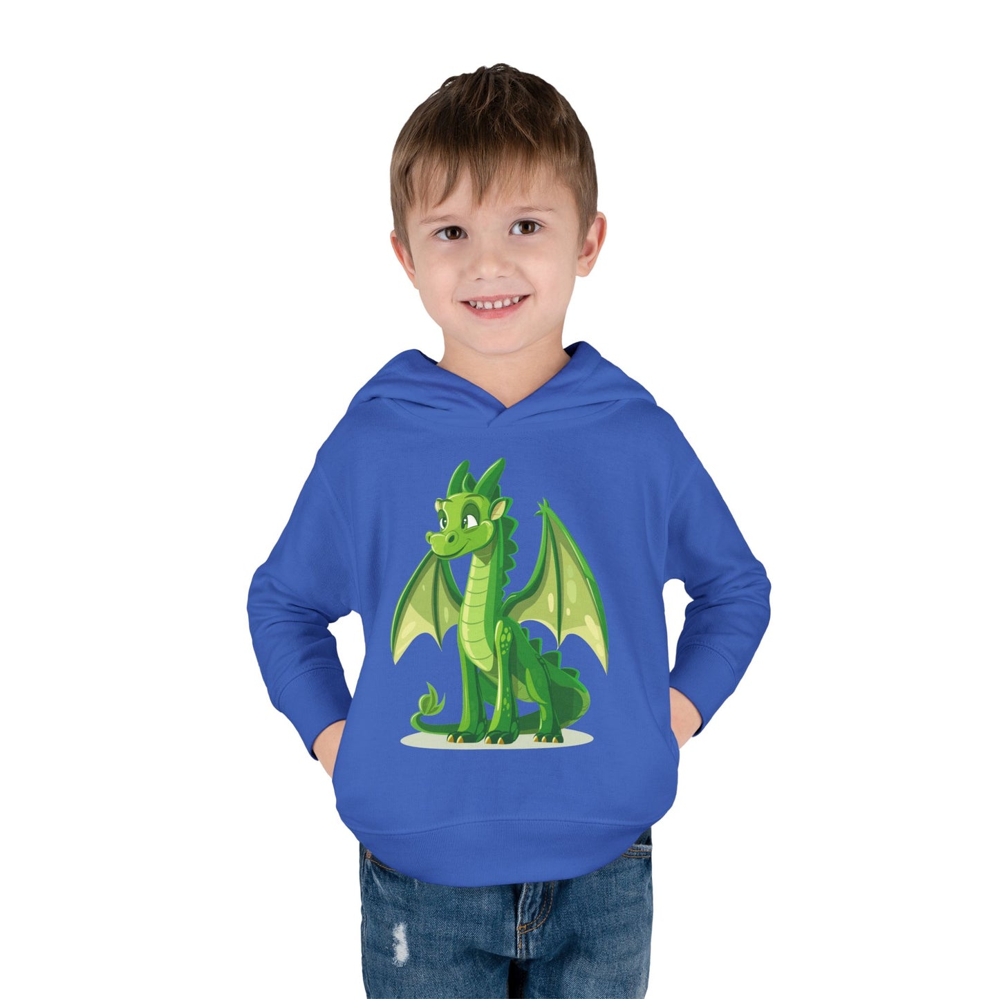 Toddler Pullover Fleece Hoodie - Cute Cartoon Dragon Design Hoodie