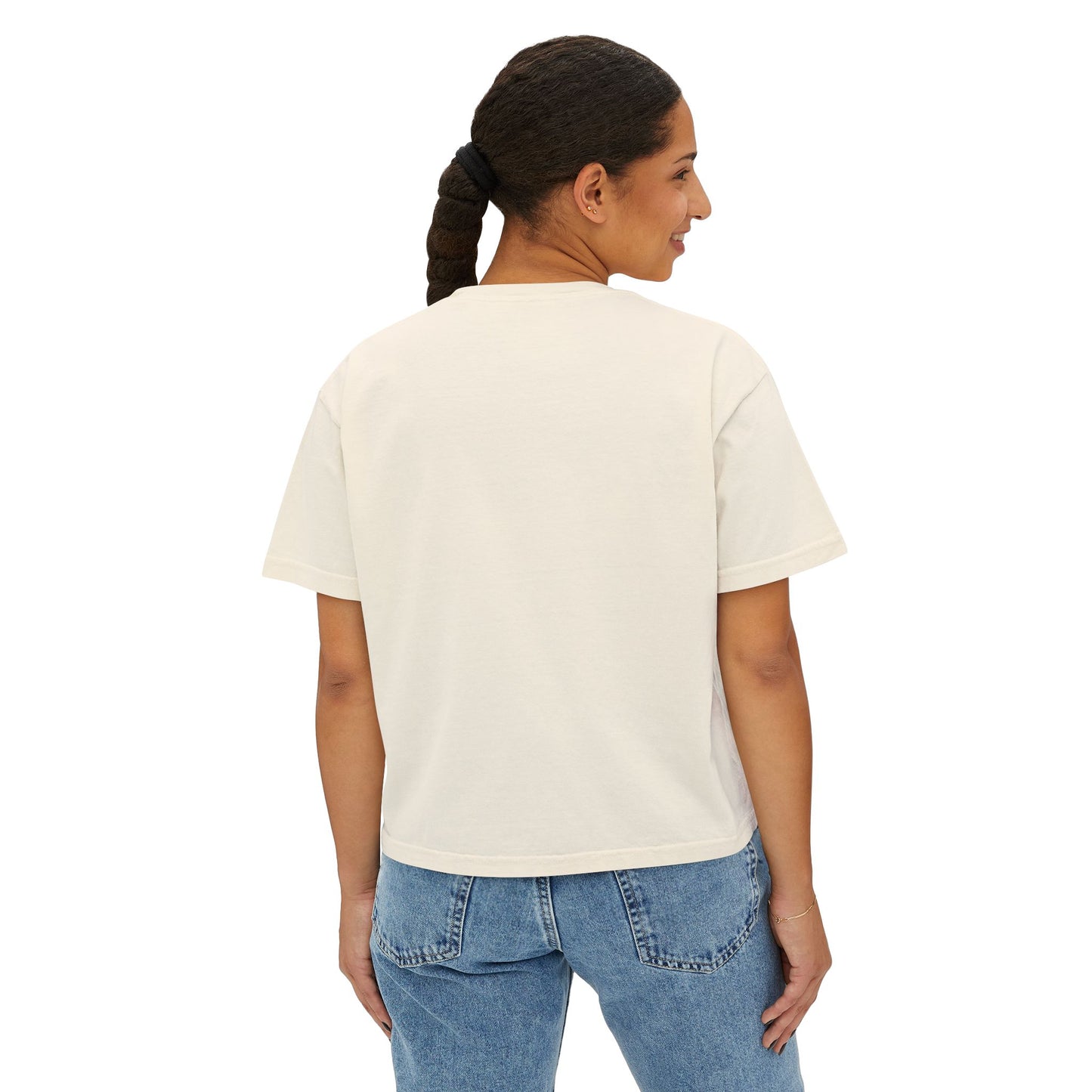 Boho Floral Women's Boxy Tee - Artistic Graphic T-Shirt for Everyday Style