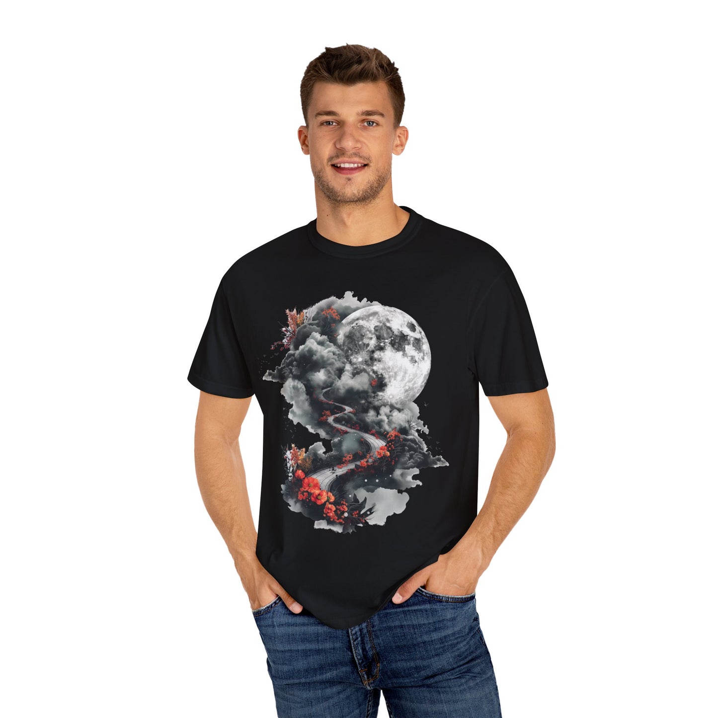 Artistic Moonlit T-Shirt - Soft Unisex Tee, Gift for Nature Lovers, Casual Wear, Boho Style, Handmade Gift