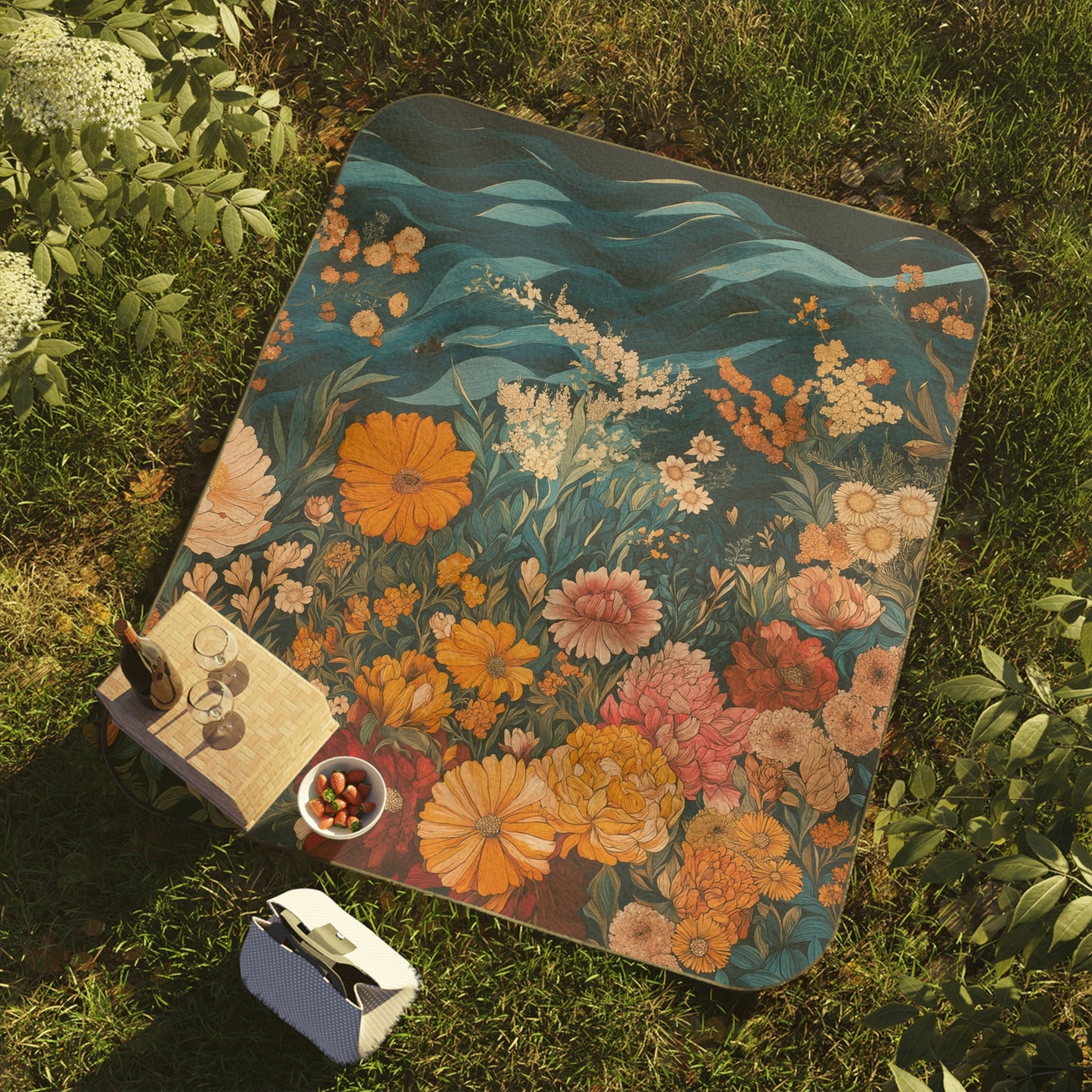 Botanical Floral Picnic Blanket - Outdoor Blanket for Gatherings & Relaxation