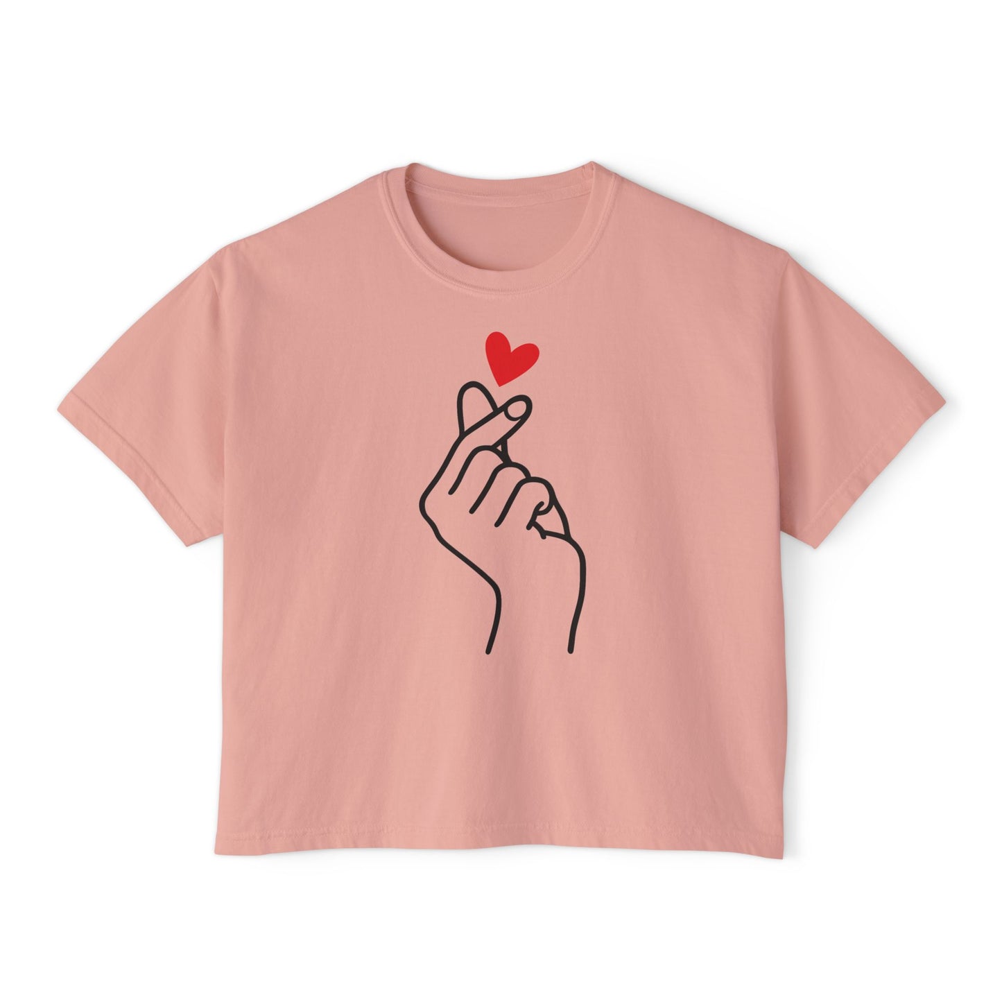 Women's Boxy Tee with Heart Design, Cute Casual T-Shirt, Gifts for Her, Love Themed Apparel, Easy Summer Style, Trendy Everyday Wear