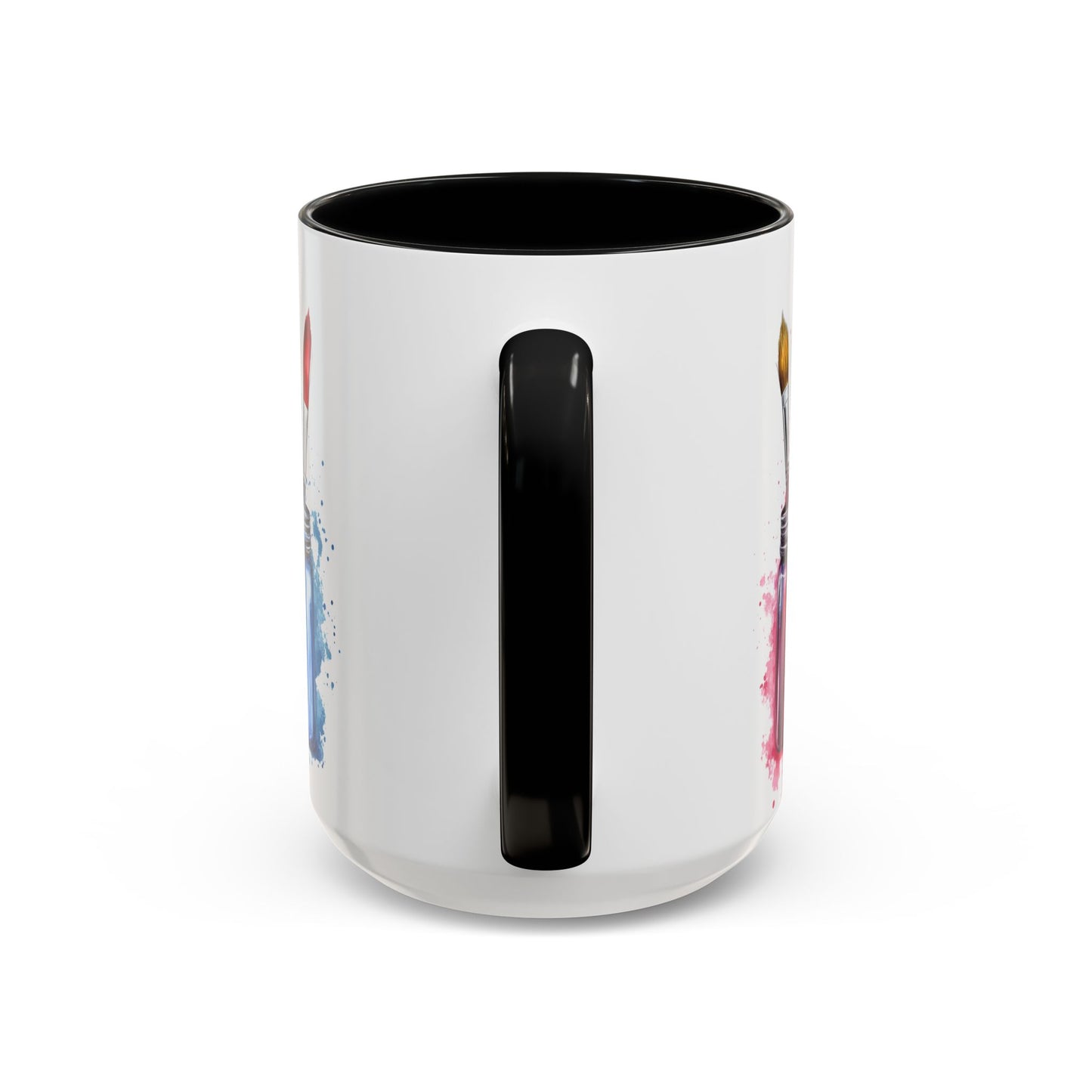 Paint Brushes Design Tea Cup - Accent Watercolor Coffee Mug, (11, 15oz)