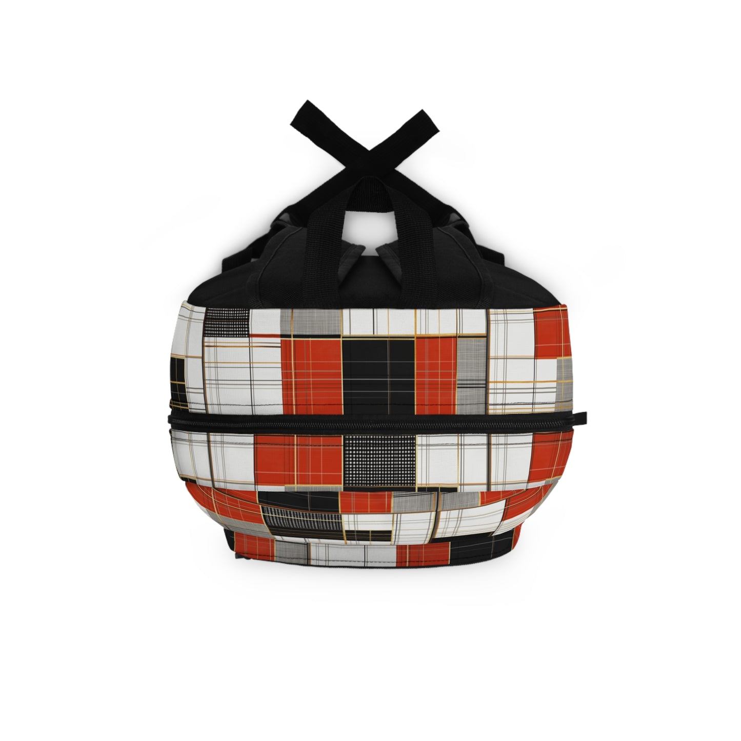 Plaid patterned bag with black straps