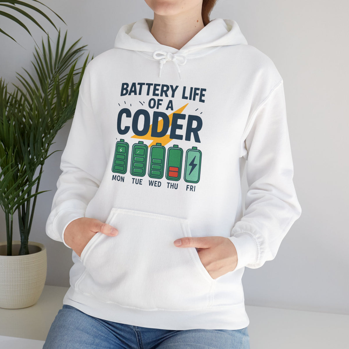 Battery Life of a Coder Hoodie, Programmer Gift, Coding Apparel, Techie Fashion