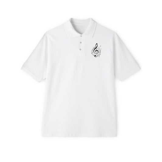 Musical Notes Men's Polo Shirt | Casual Concert Wear, Gift for Musicians, Music Lovers, Summer Style, Everyday Comfort - Father's Day Gift