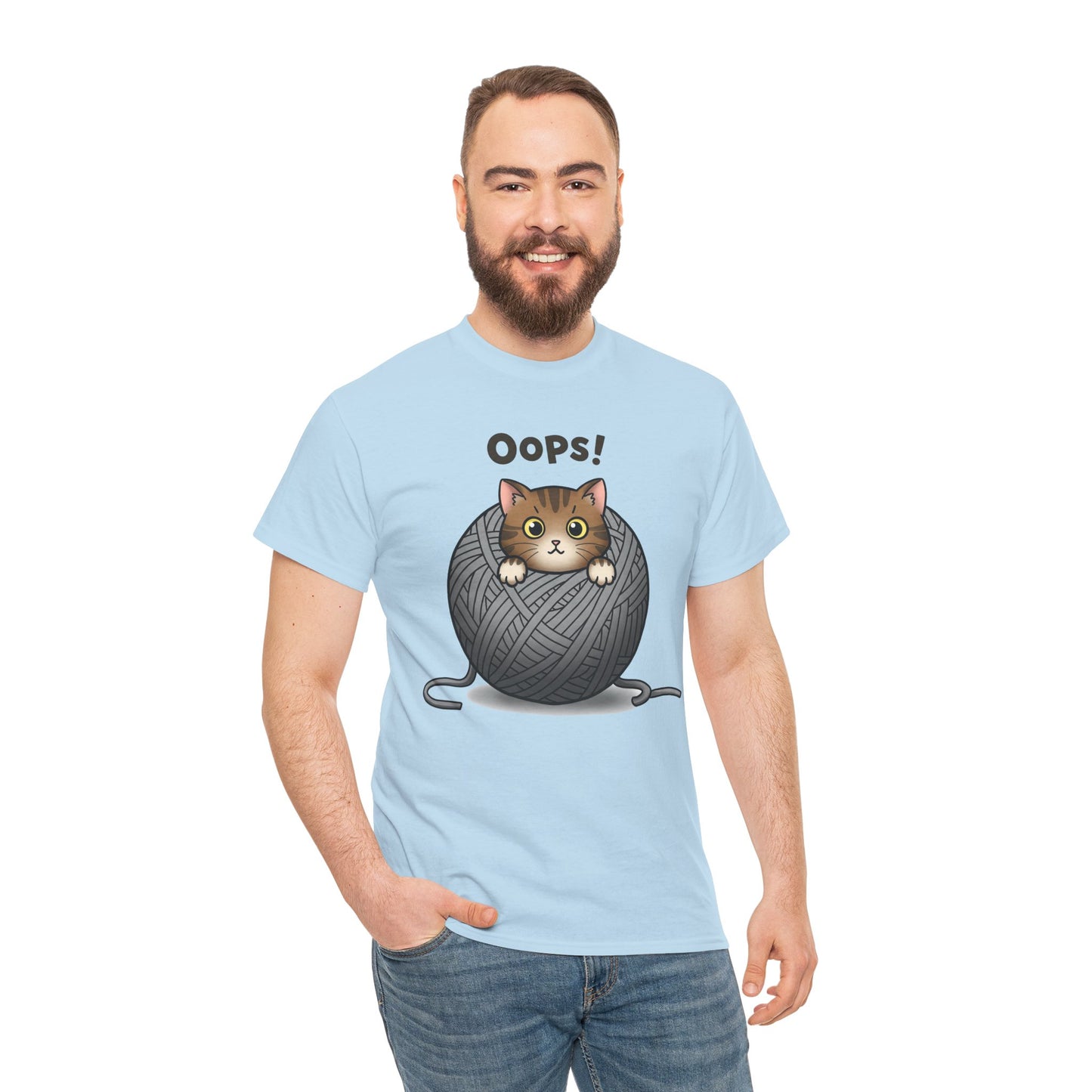 Cotton Tee with Cute Cat Design - 'Oops!' Humor for Cat Lovers