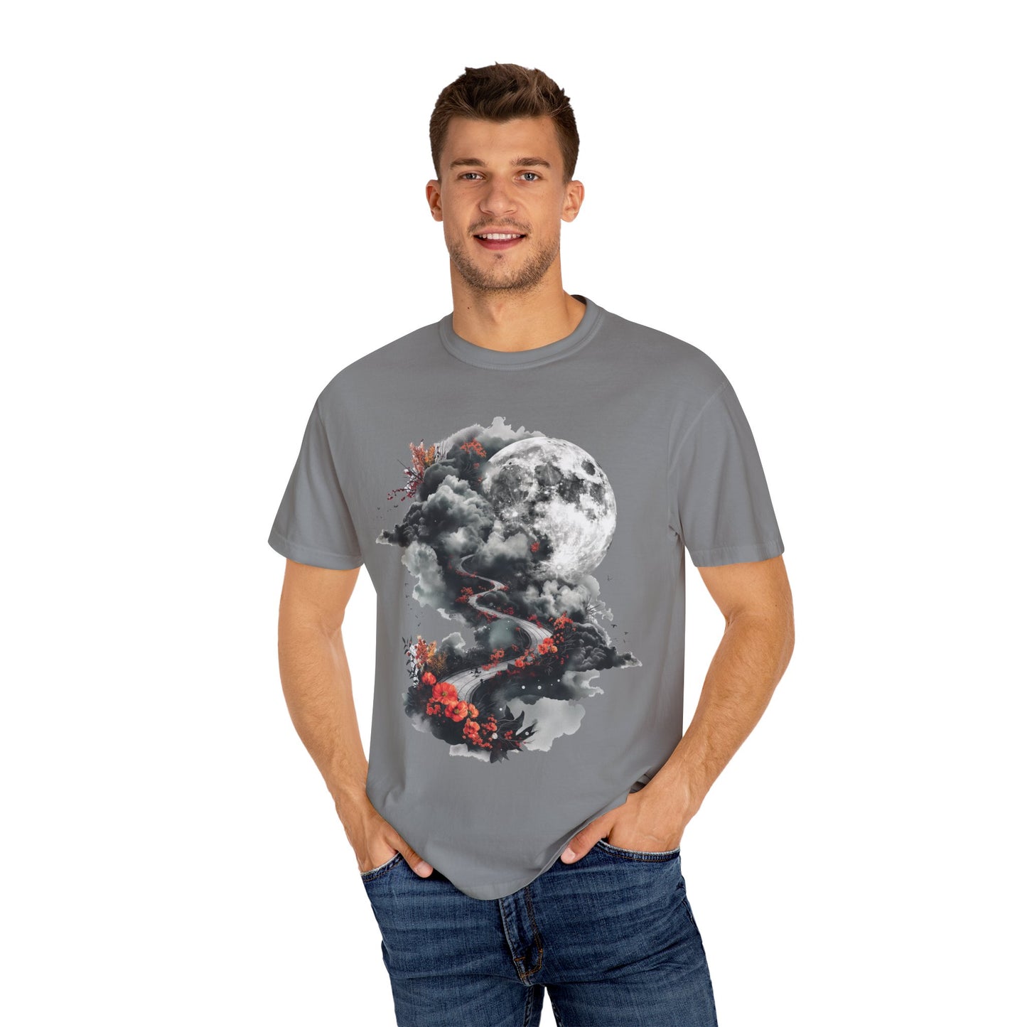 Artistic Moonlit T-Shirt - Soft Unisex Tee, Gift for Nature Lovers, Casual Wear, Boho Style, Handmade Gift