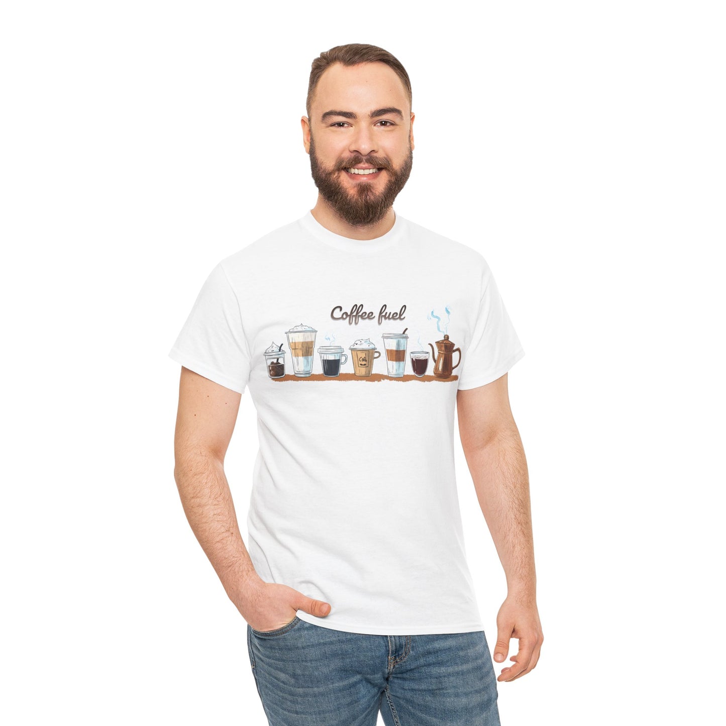 Coffee Cups T-shirt - Unisex Heavy Cotton Tee